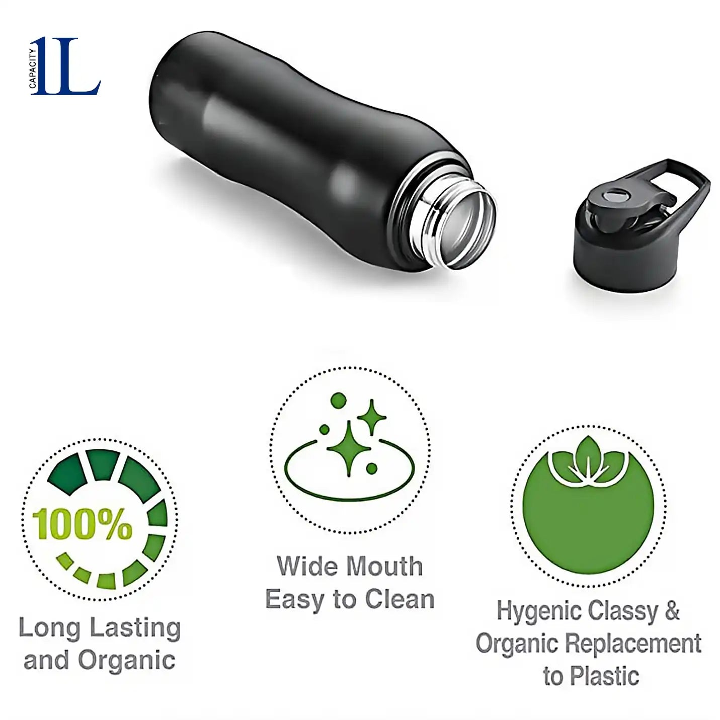 Best-Quality Curvy Black Insulated Steel Bottle