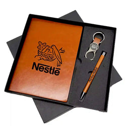 Top-Tier Tan Diary, Pen & Keychain Combo Gift Set