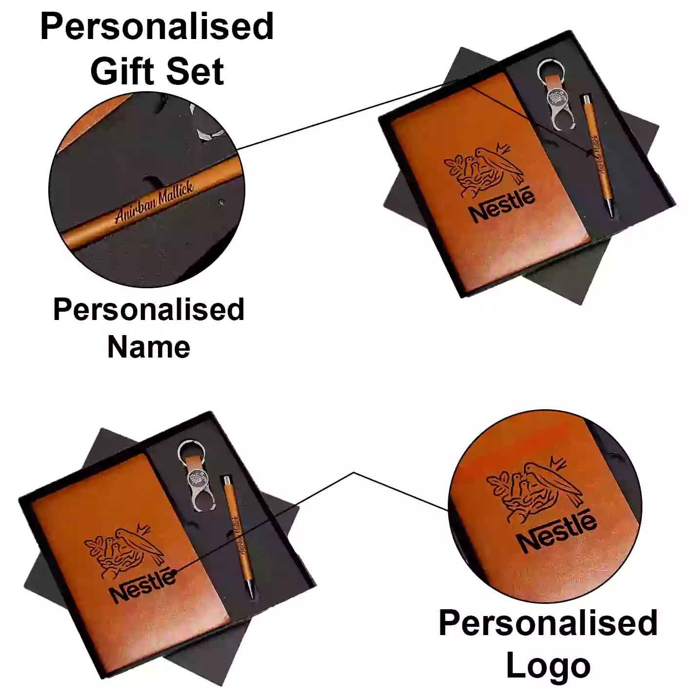 Top-Tier Tan Diary, Pen & Keychain Combo Gift Set