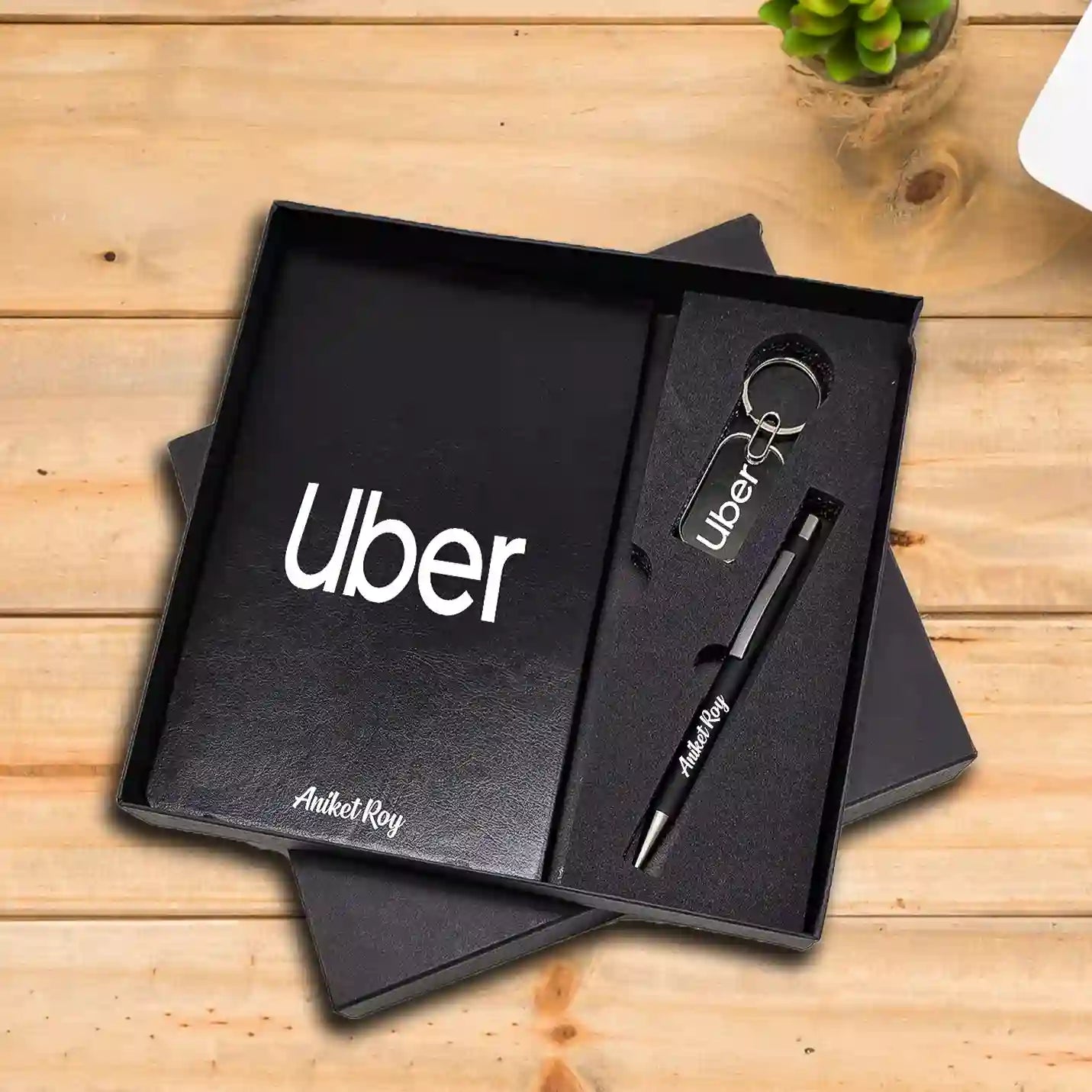 Premium Diary, Pen & Keychain Black Combo Gift Set