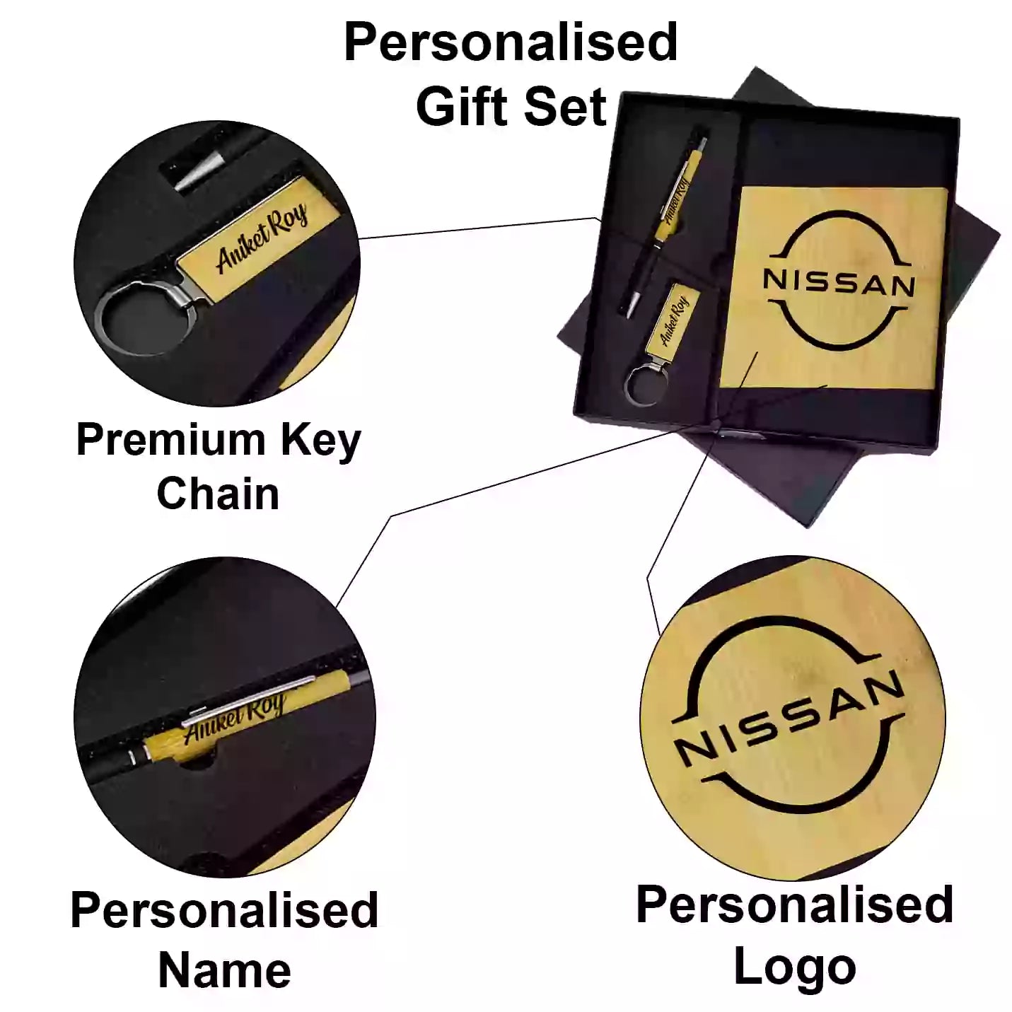 Elite Bamboo Diary, Pen & Keychain Combo Gift Set Img 4