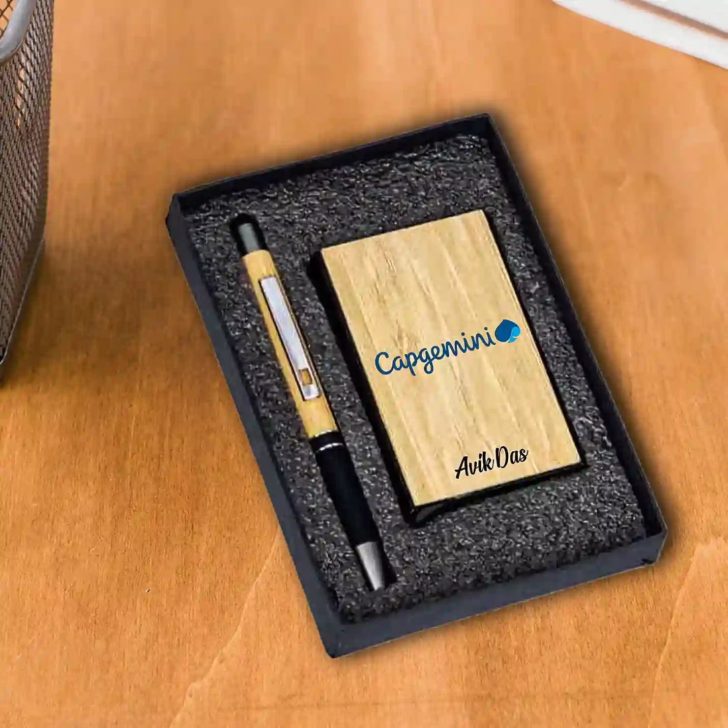 Eco-friendly Bamboo Pen & Cardholder Combo Gift Set img 1