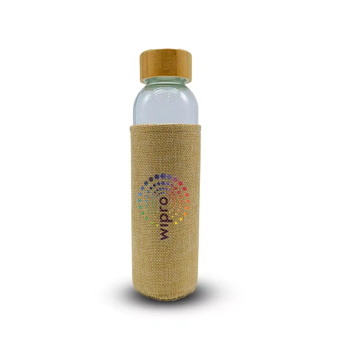 Eco-concious Glass Water Bottle with Jute Sleeves Img 2