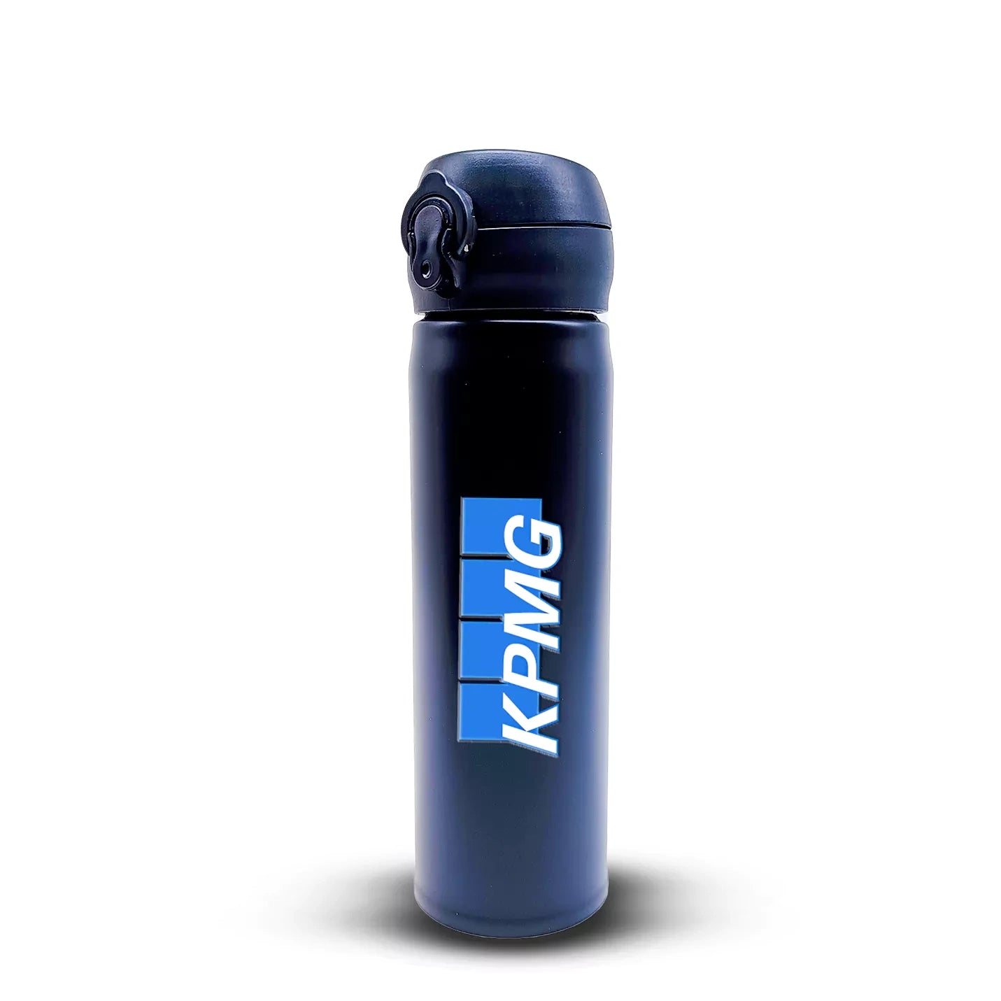 Premium Brand Logo Black Metal Water Bottle Img  2