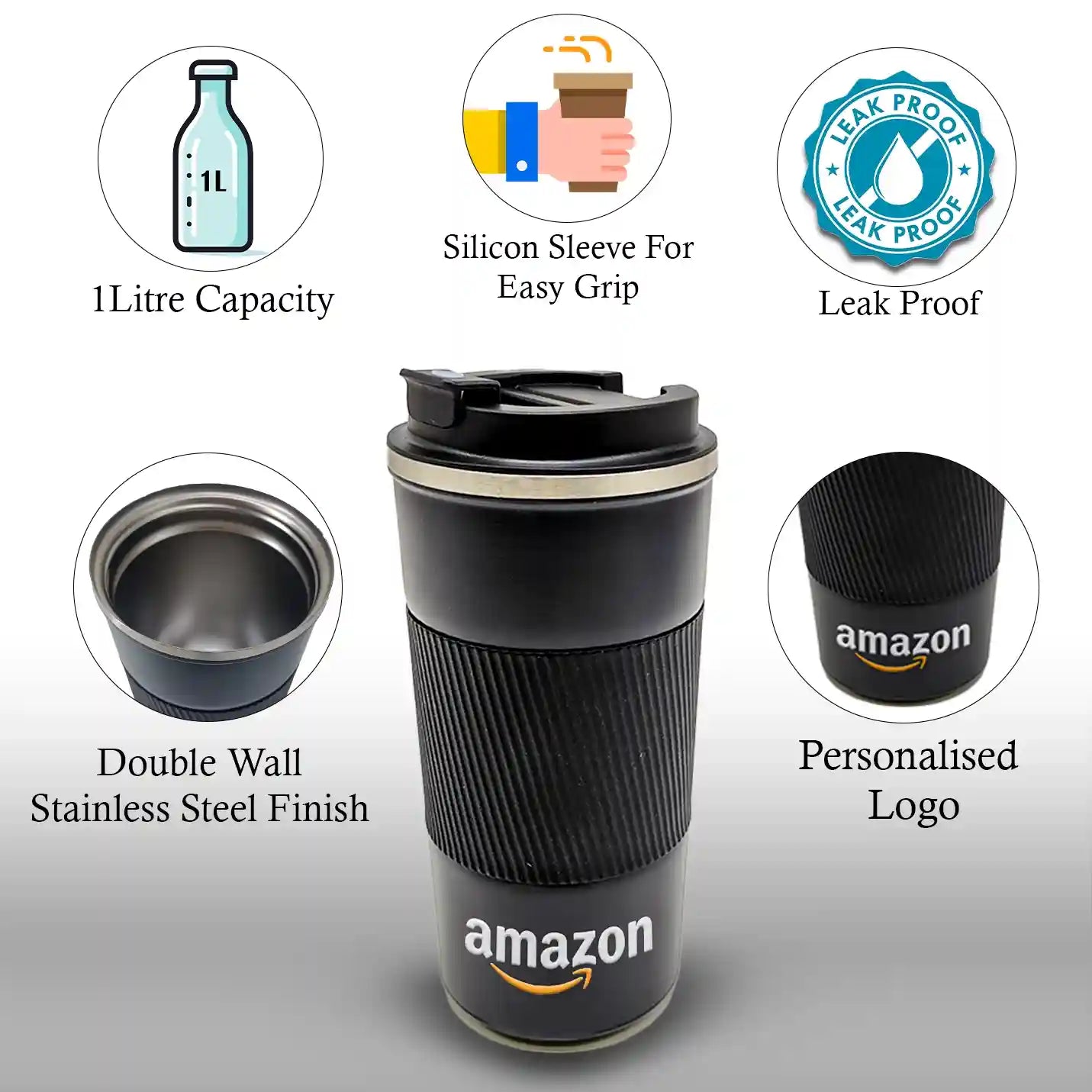 Premium Insulated Black Stainless Steel Mug Tumbler Img 3