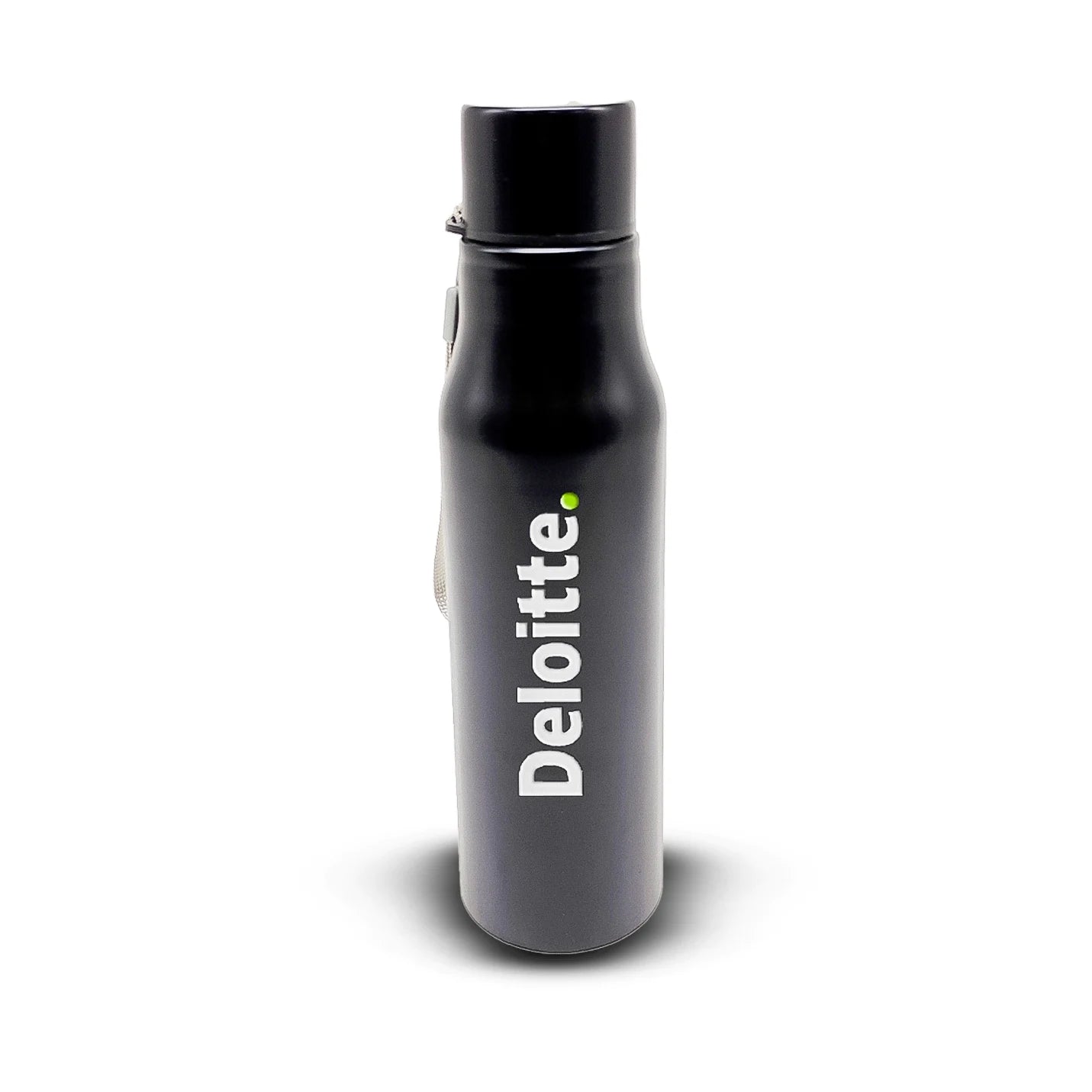 Elegant Black Stainless Steel Logo Water Bottle Img 2