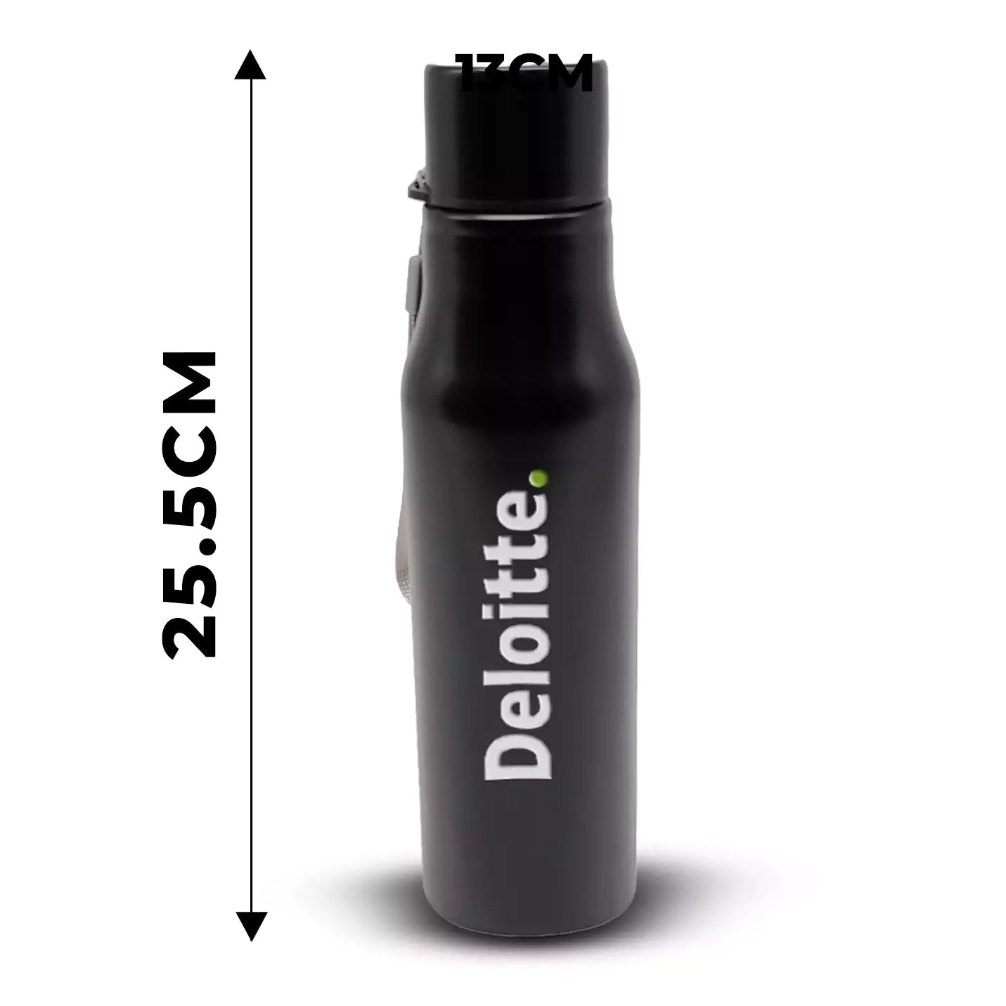 Elegant Black Stainless Steel Logo Water Bottle Img 3