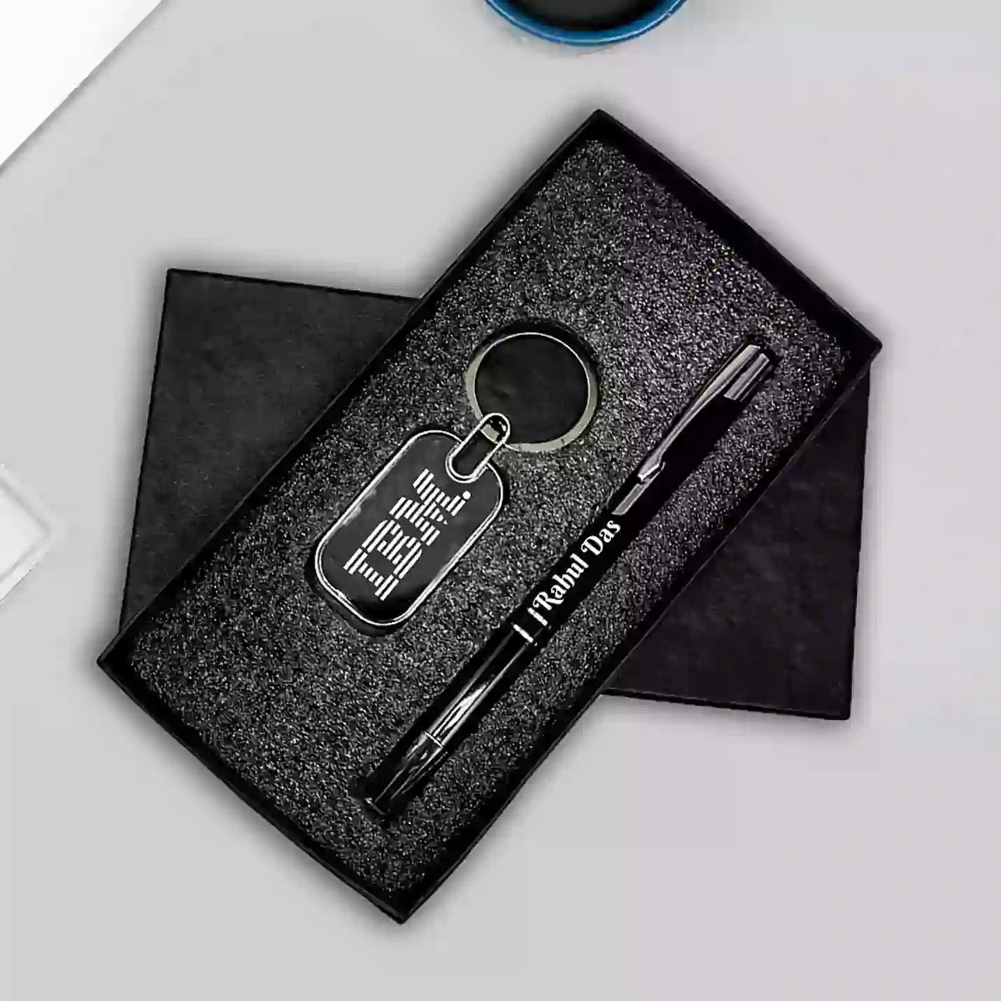 Premium Black Pen & Keychain Combo Gift Set