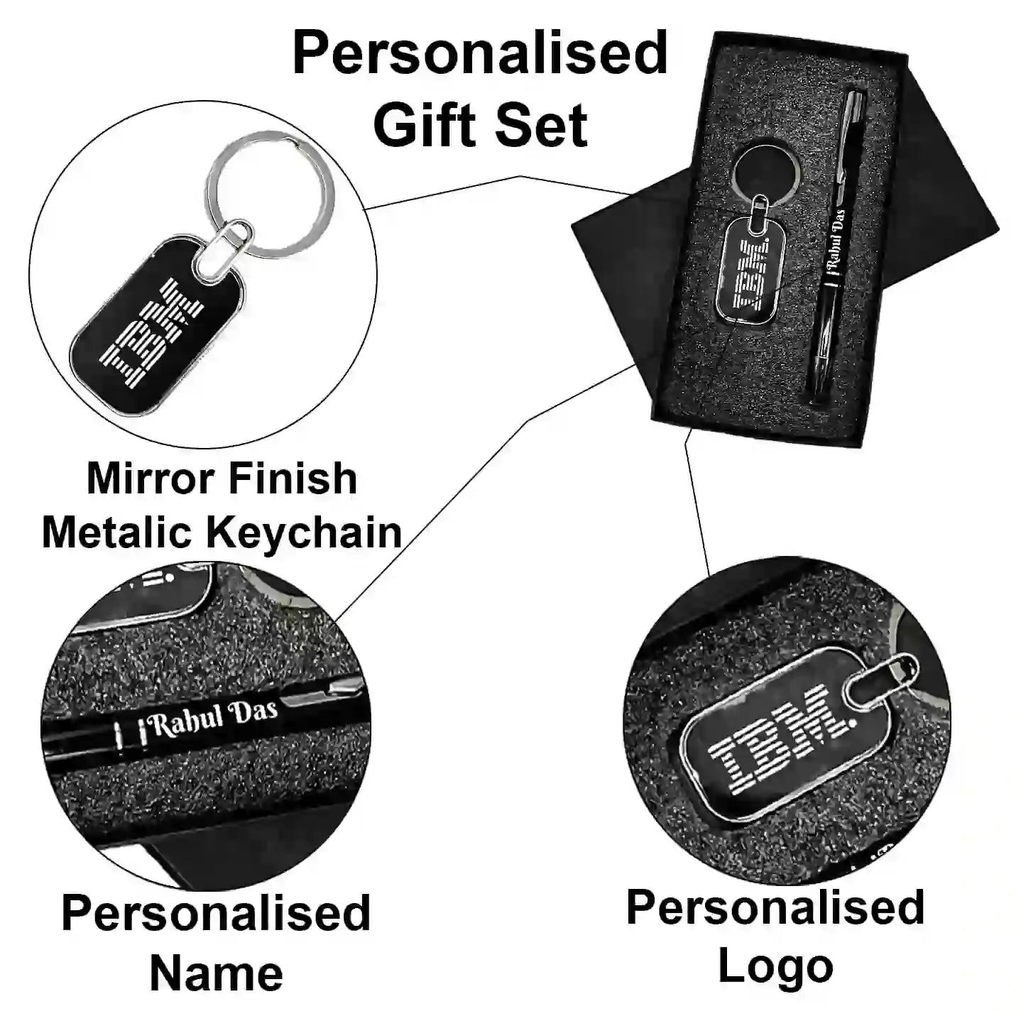 Premium Black Pen & Keychain Combo Gift Set