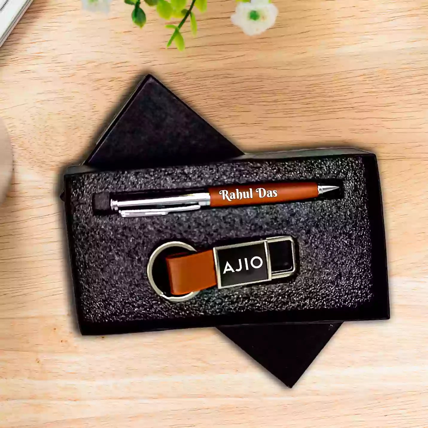 Prestigious Brown Pen & Keychain Combo Gift Set
