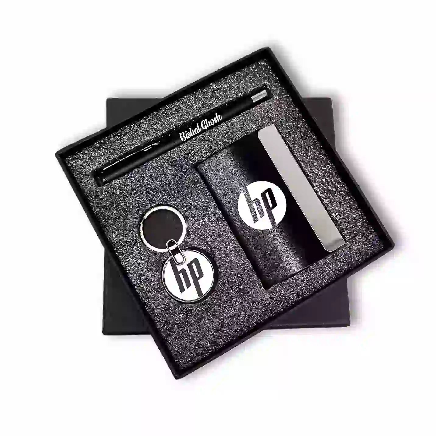 Top-tier 3 in 1 Black pen, Keychain & Cardholder Combo Gift Set Img 2