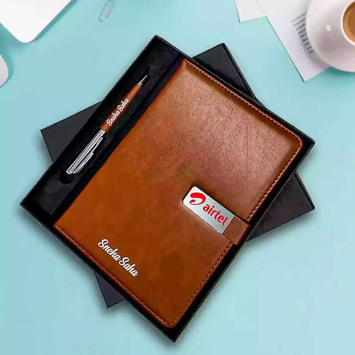 Prestigious Tan Diary & Pen Combo Gift Set Img 1