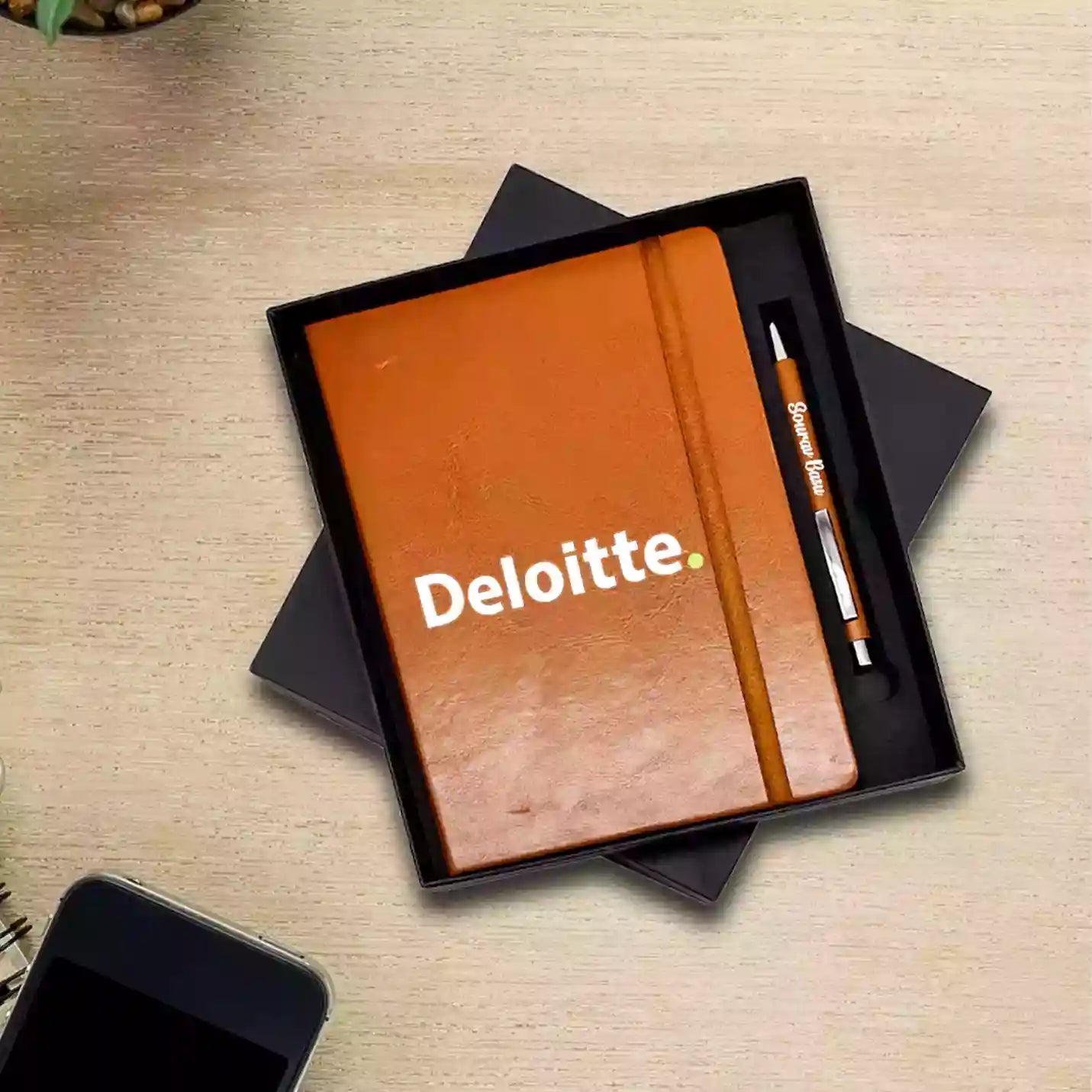 Best-Quality 2 in 1 Tan Diary & Pen Combo Gift Set Img 1