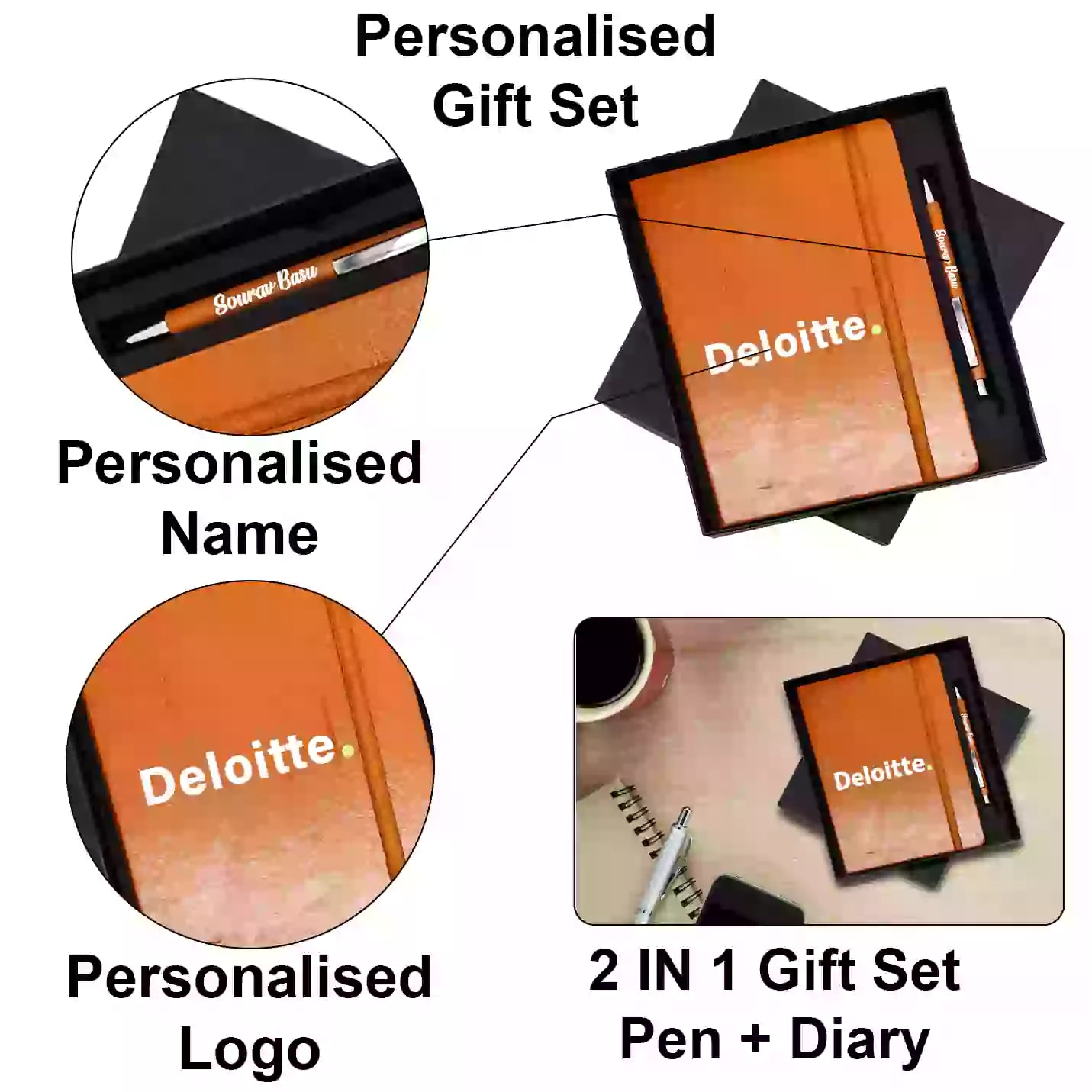 Best-Quality 2 in 1 Tan Diary & Pen Combo Gift Set Img 4