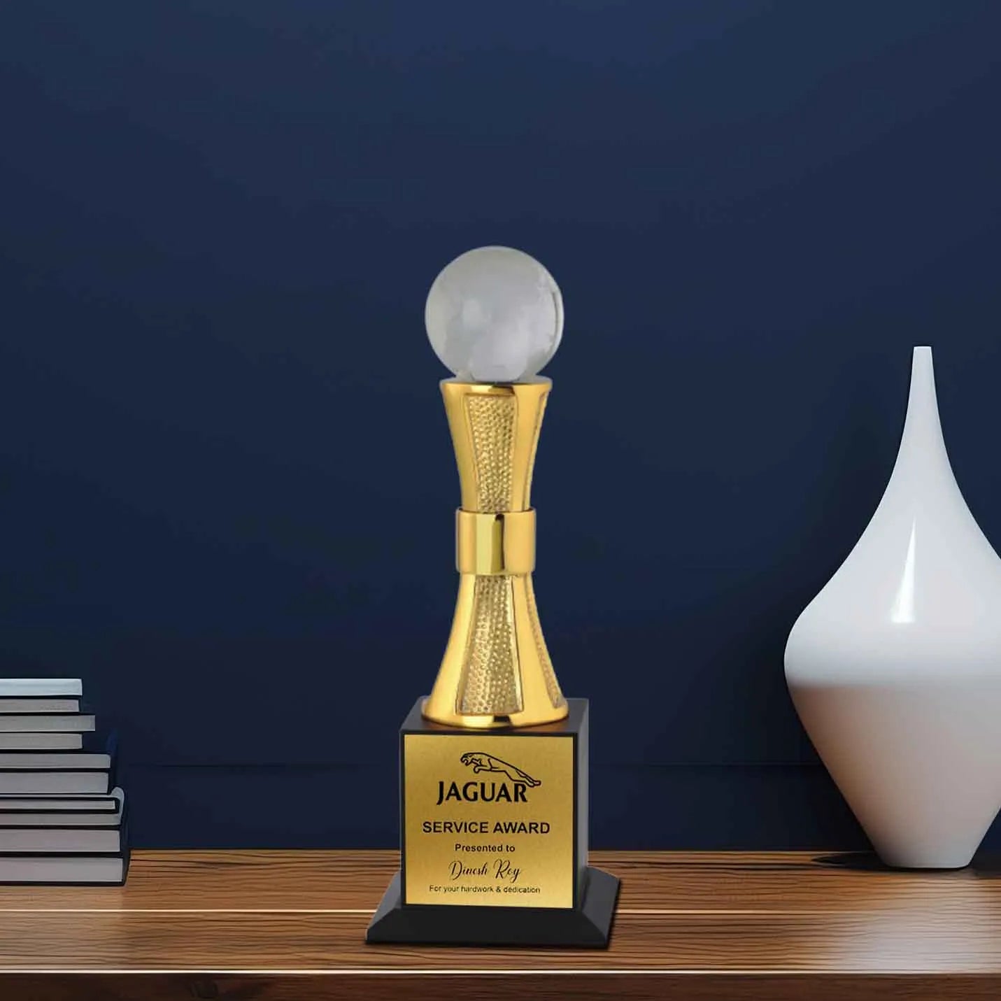 Top-Quality Crystal Crowned Gold Trophy