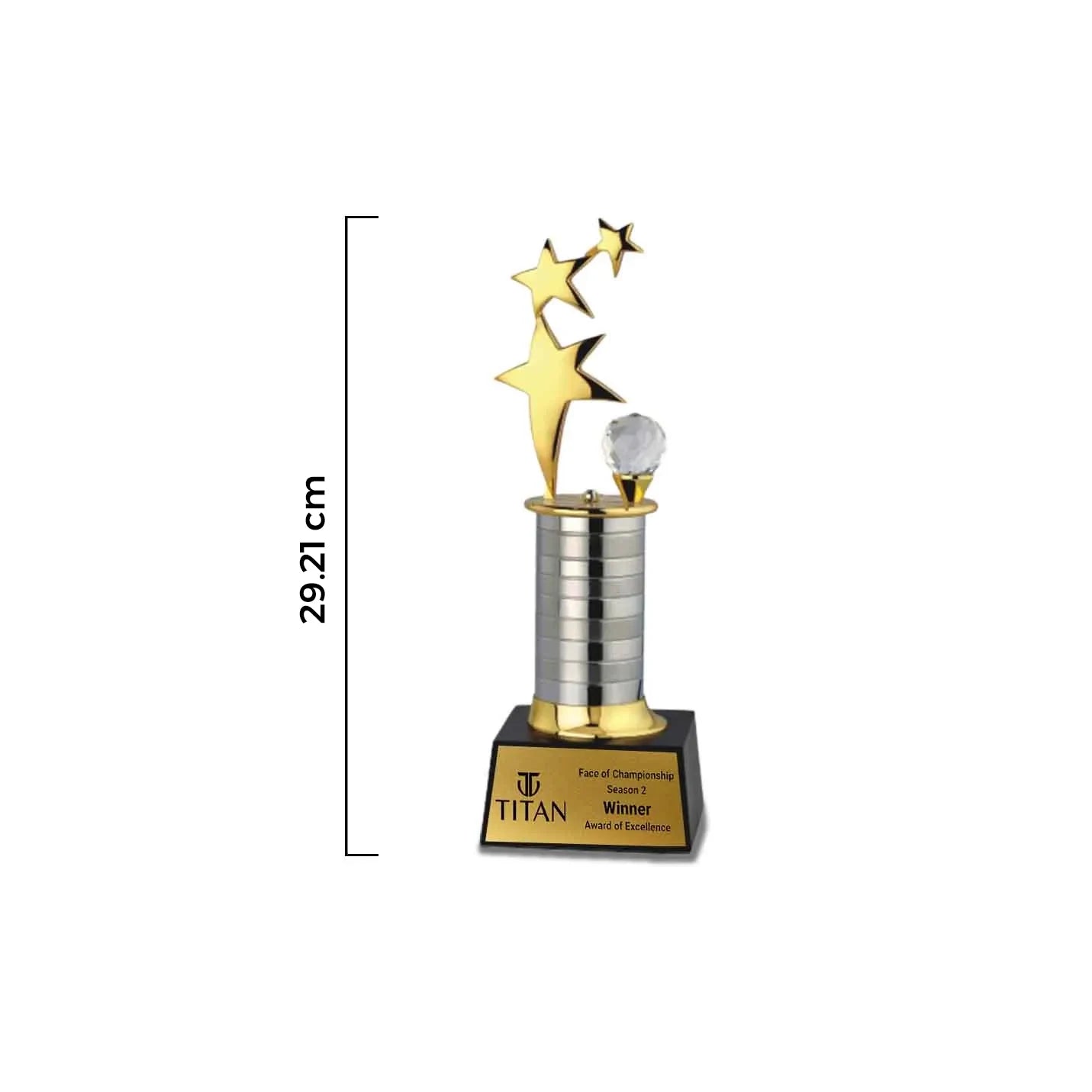 Exclusive Crystal-Studded Metal Golden Trophy Img 2
