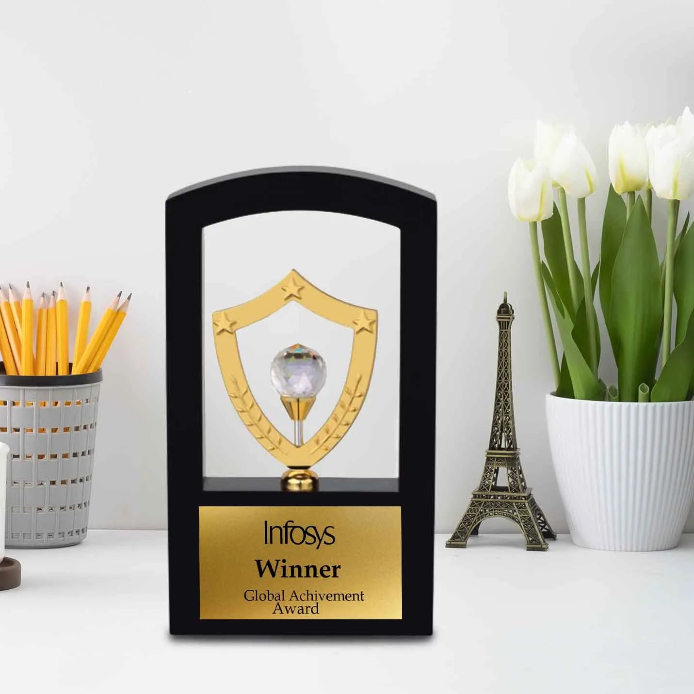 Corporate Crystal Studded Shield Design Trophy