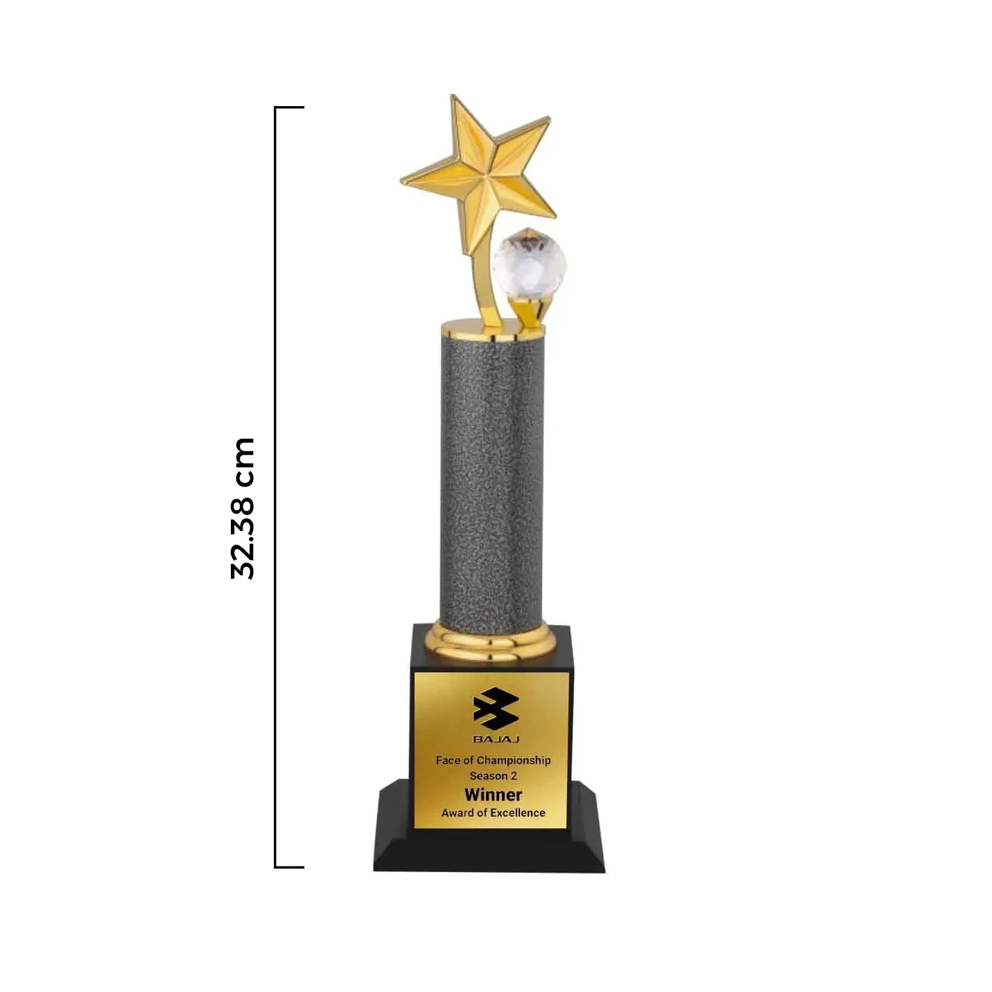 Regal Crystal-Studded Grey and Golden Trophy Img 2