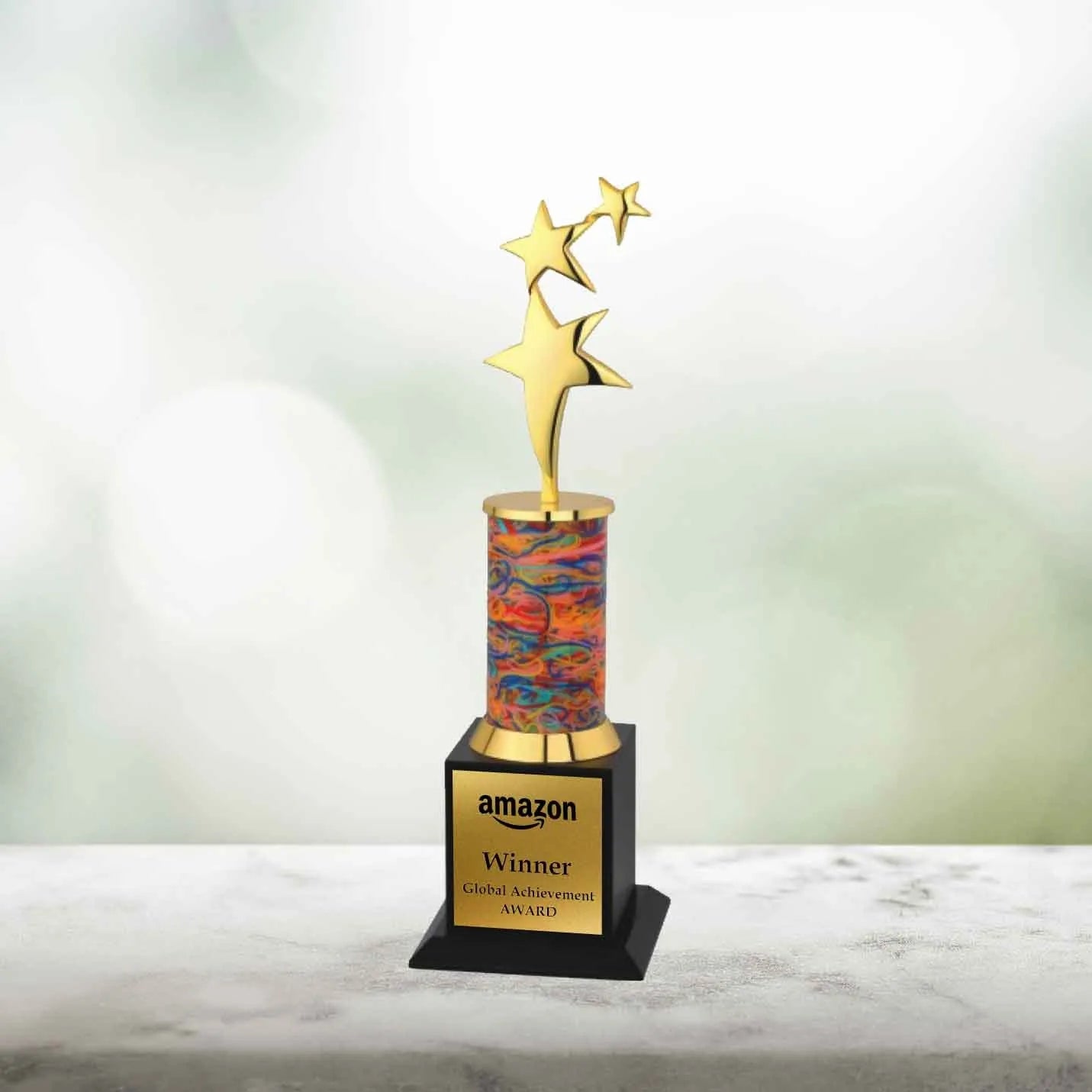 Premium Golden Two Star Metal Trophies