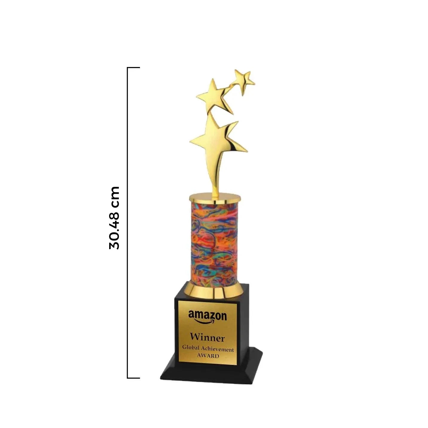 Premium Golden 2-Star Metal Excellence Trophies Img 2