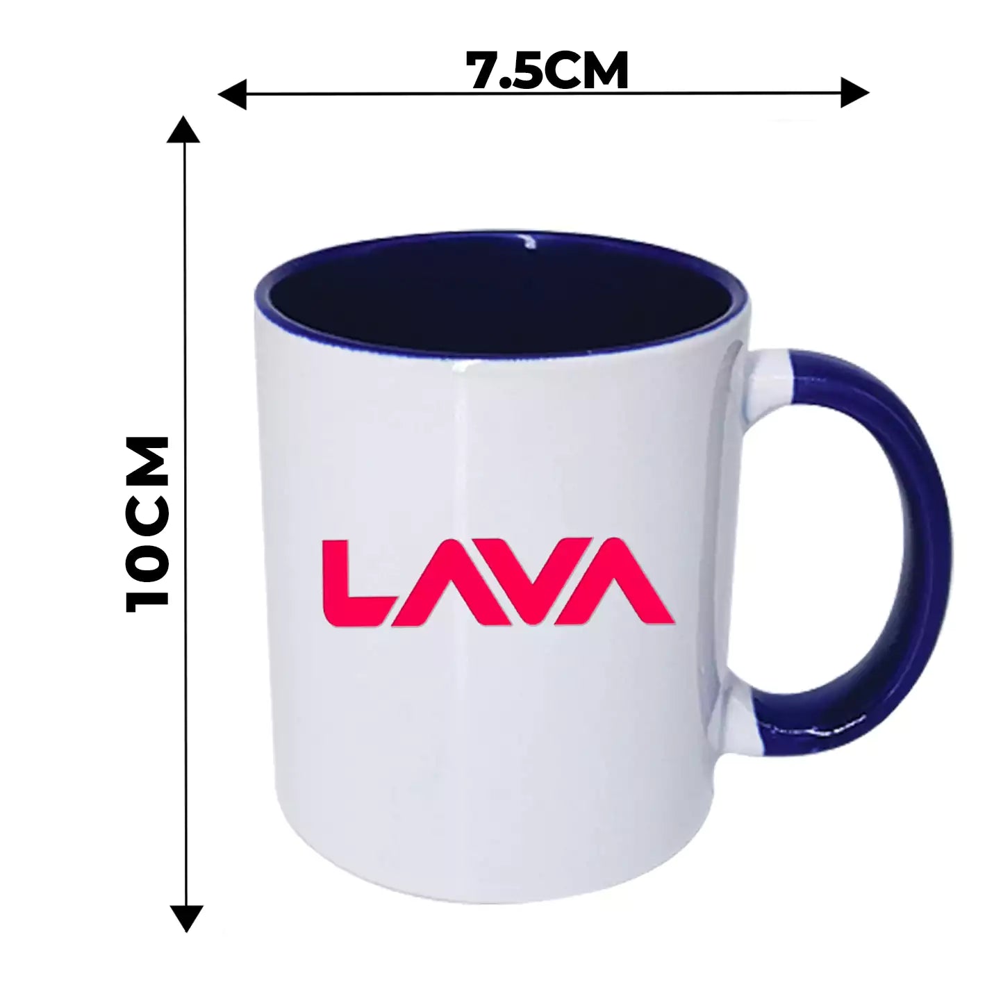 Classic White Sublimatable Ceramic Mugs with Navy Blue Handle Img 3