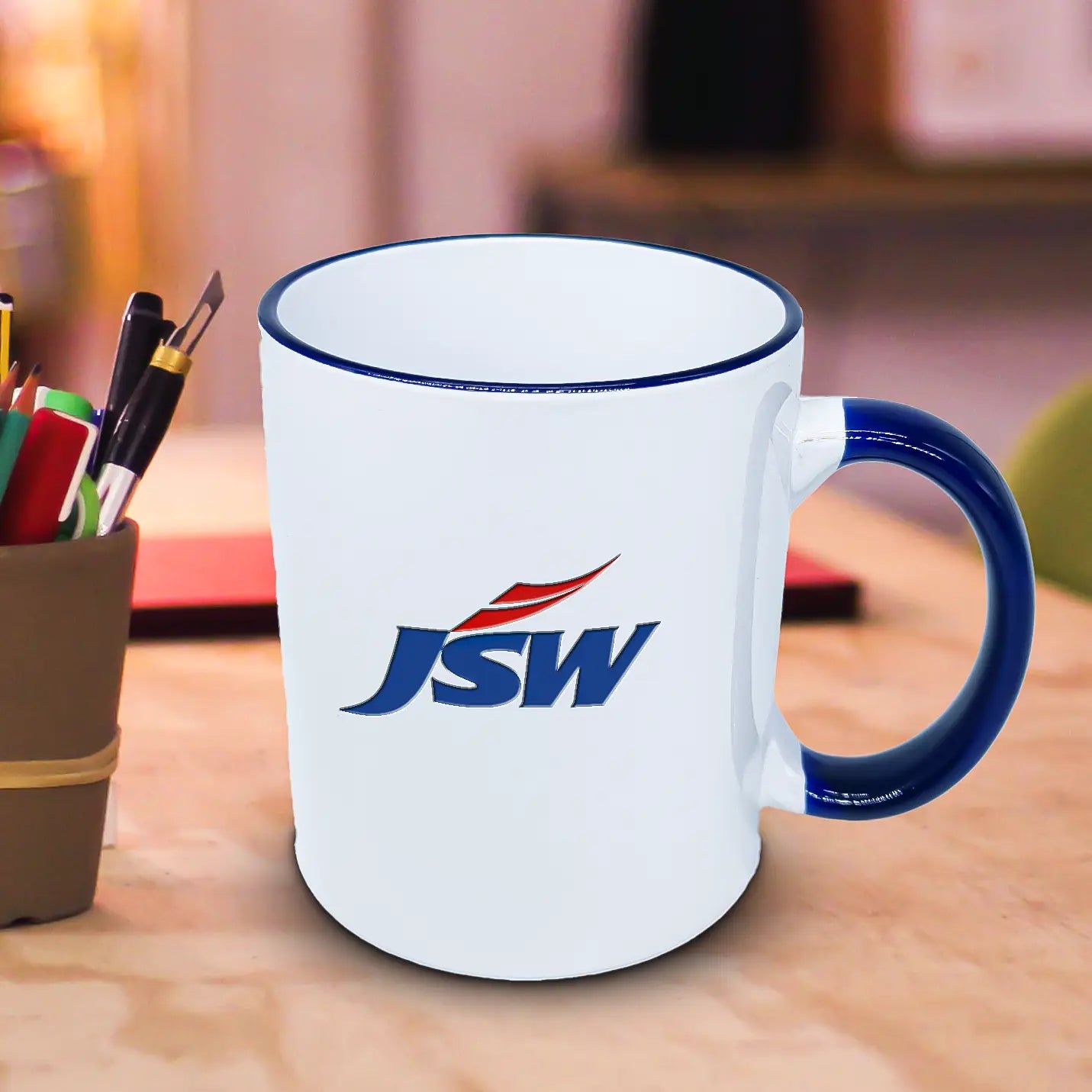 Elite Sublimatable Ceramic Mugs with Blue HandleImg Img 2