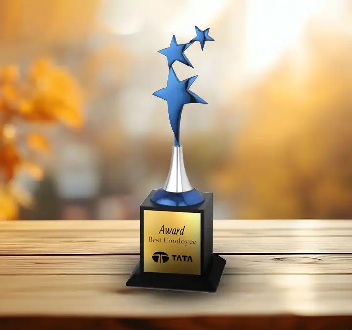 Customized Triple Star Metal Trophy 