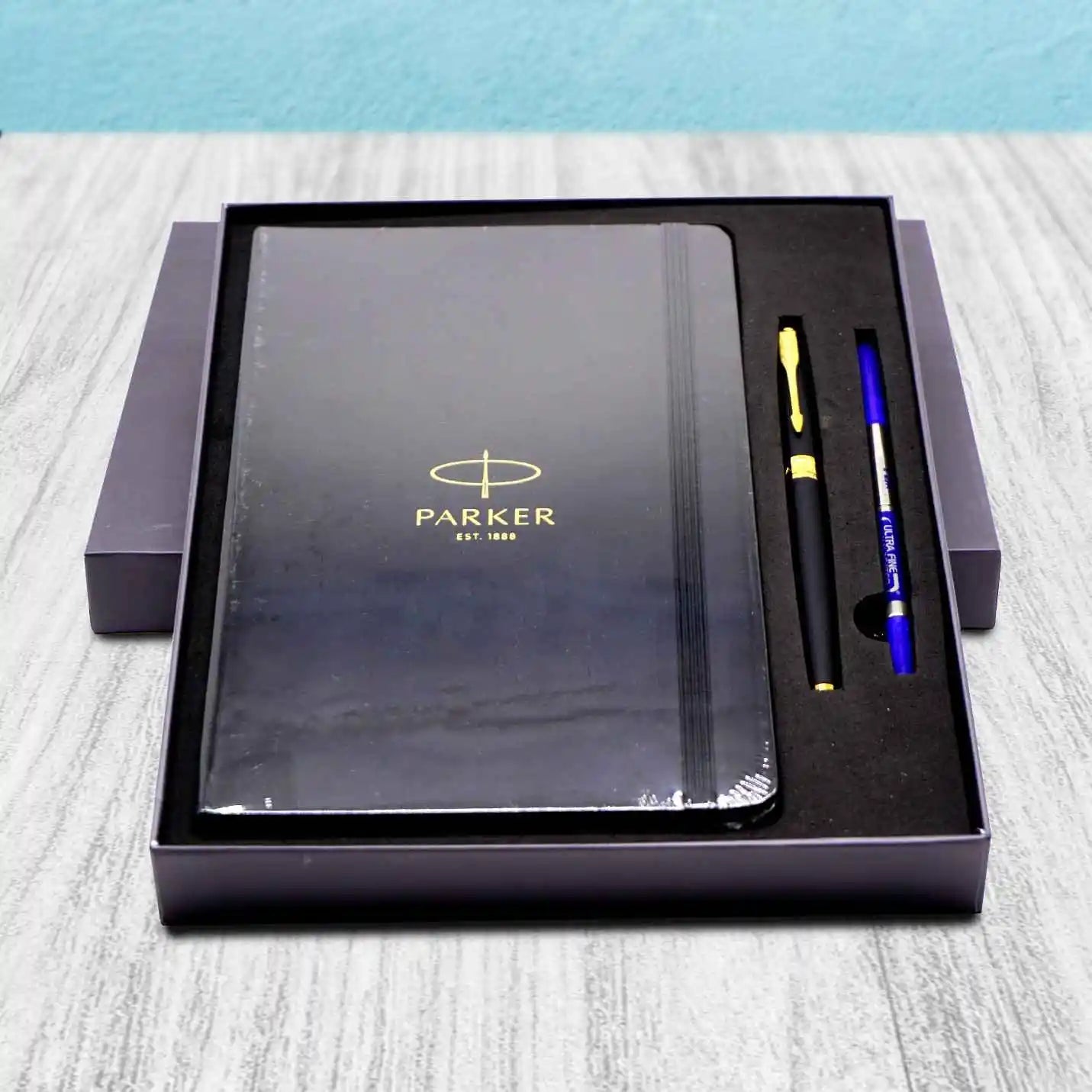Classic Parker Black Roller Ball Pen & Diary Combo Gift Set