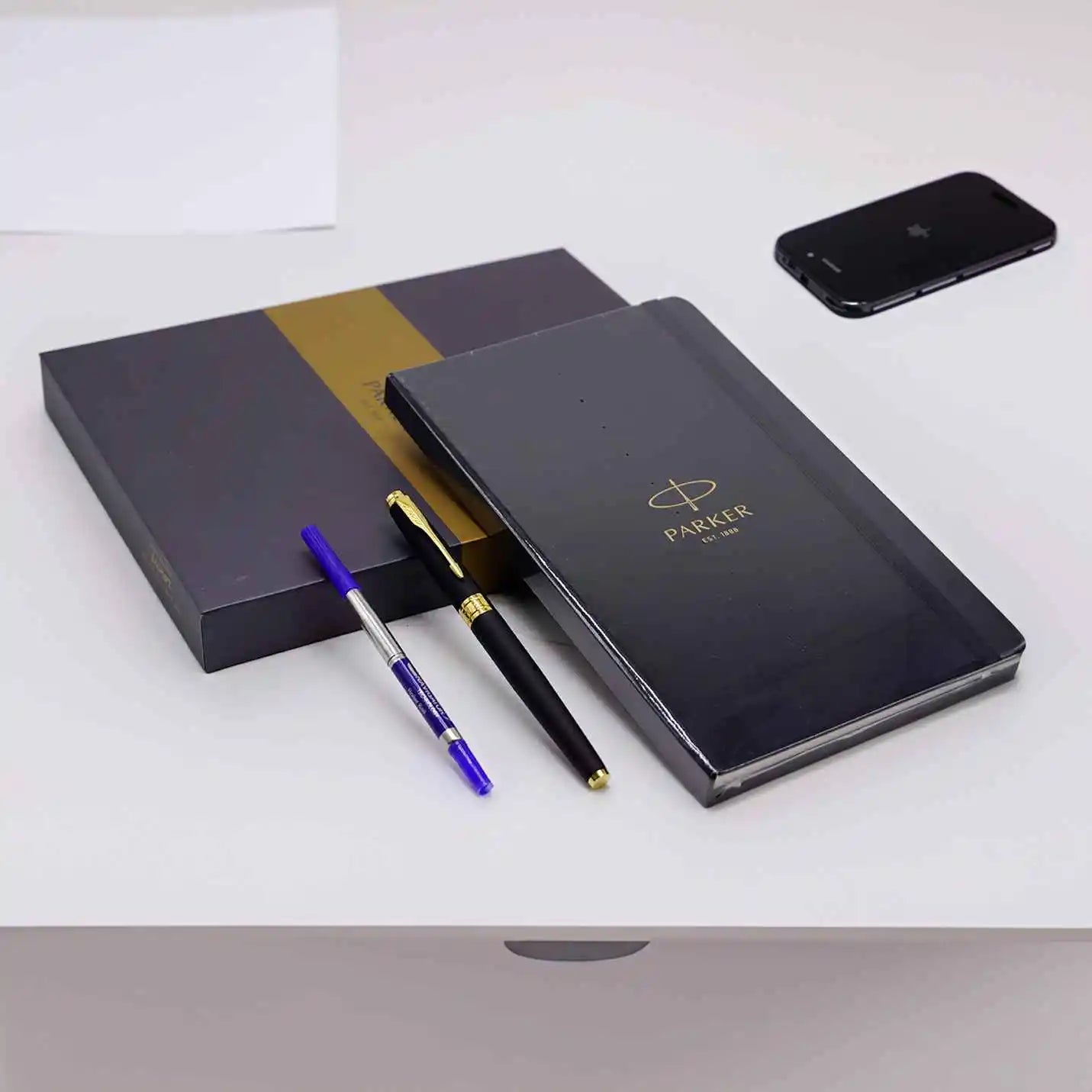 Classic Parker Black Roller Ball Pen & Diary Combo Gift Set