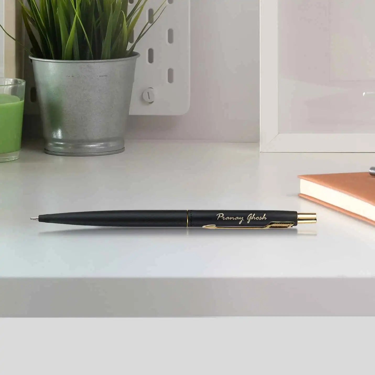 High-End Matte Black Pen with Gold Finish & Name Engraving