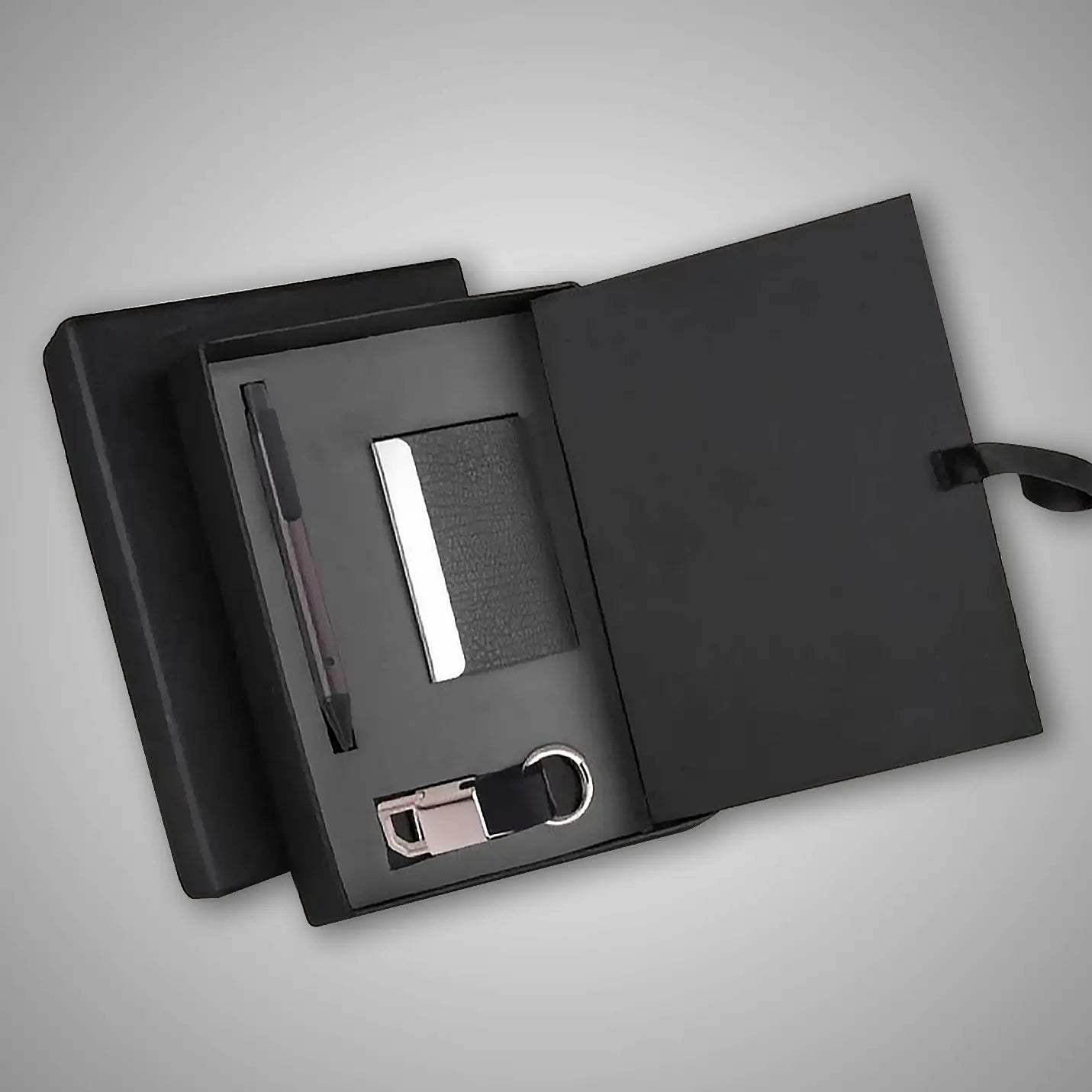 Top-Notch Black Notebook, Pen, Keychain & Cardholder Combo Gift Set