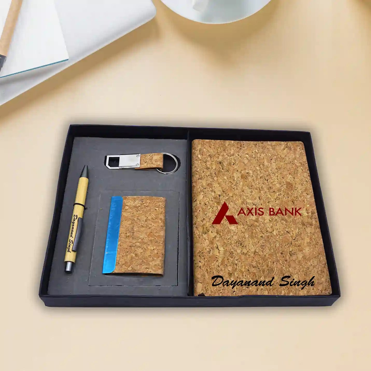 Classic Cork Notebook Pen, Keychain & Cardholder Combo Gift Set