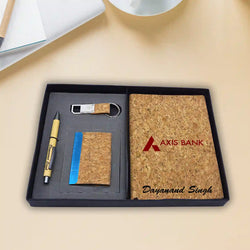 Classic Cork Notebook Pen, Keychain & Cardholder Combo Gift Set