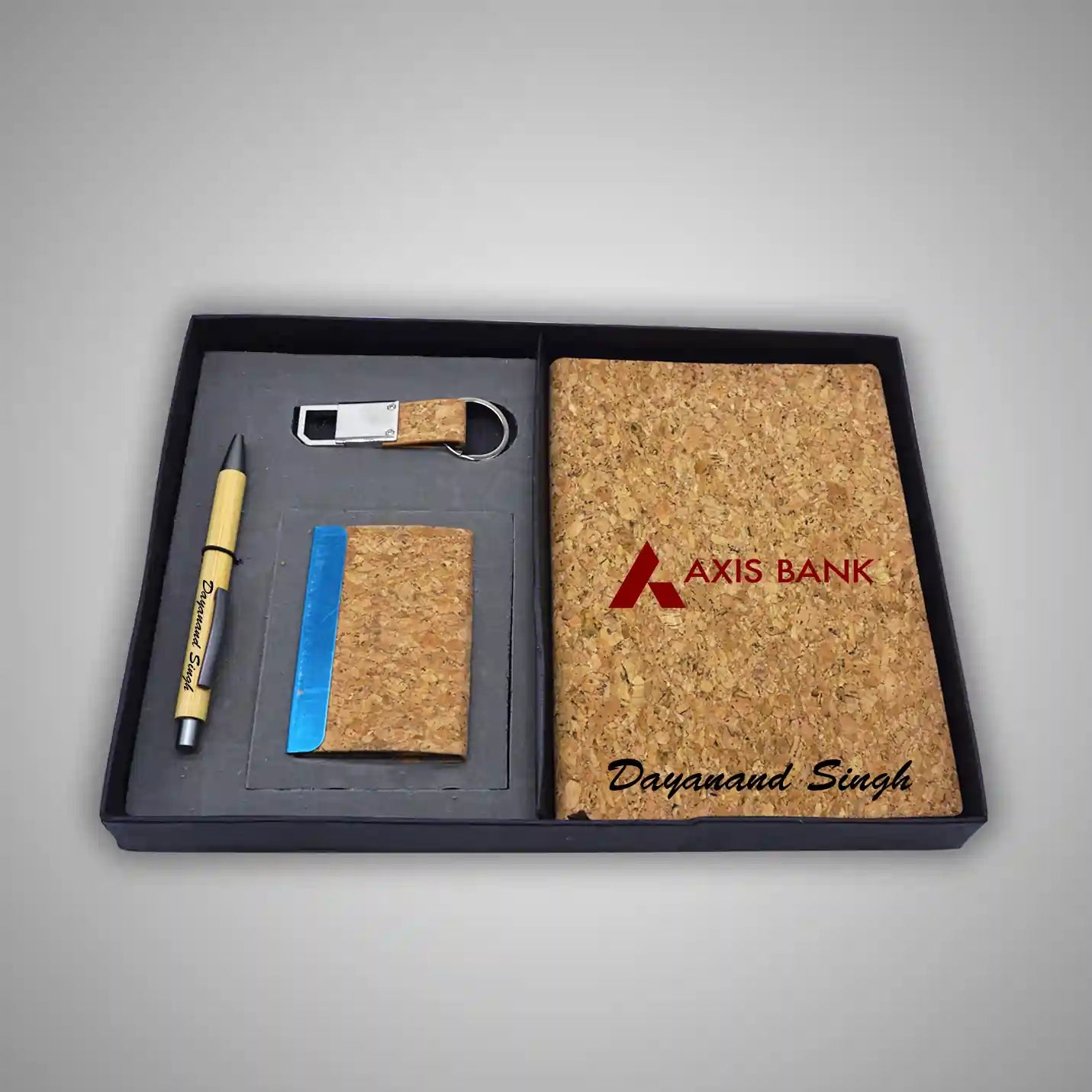 Classic Cork Notebook Pen, Keychain & Cardholder Combo Gift Set  Img 6