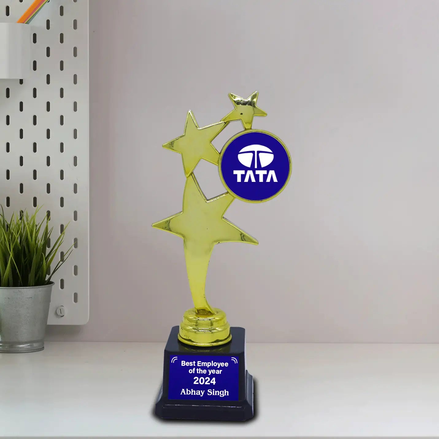 Customised Prestigious Gold 3-Star Achievement Trophy