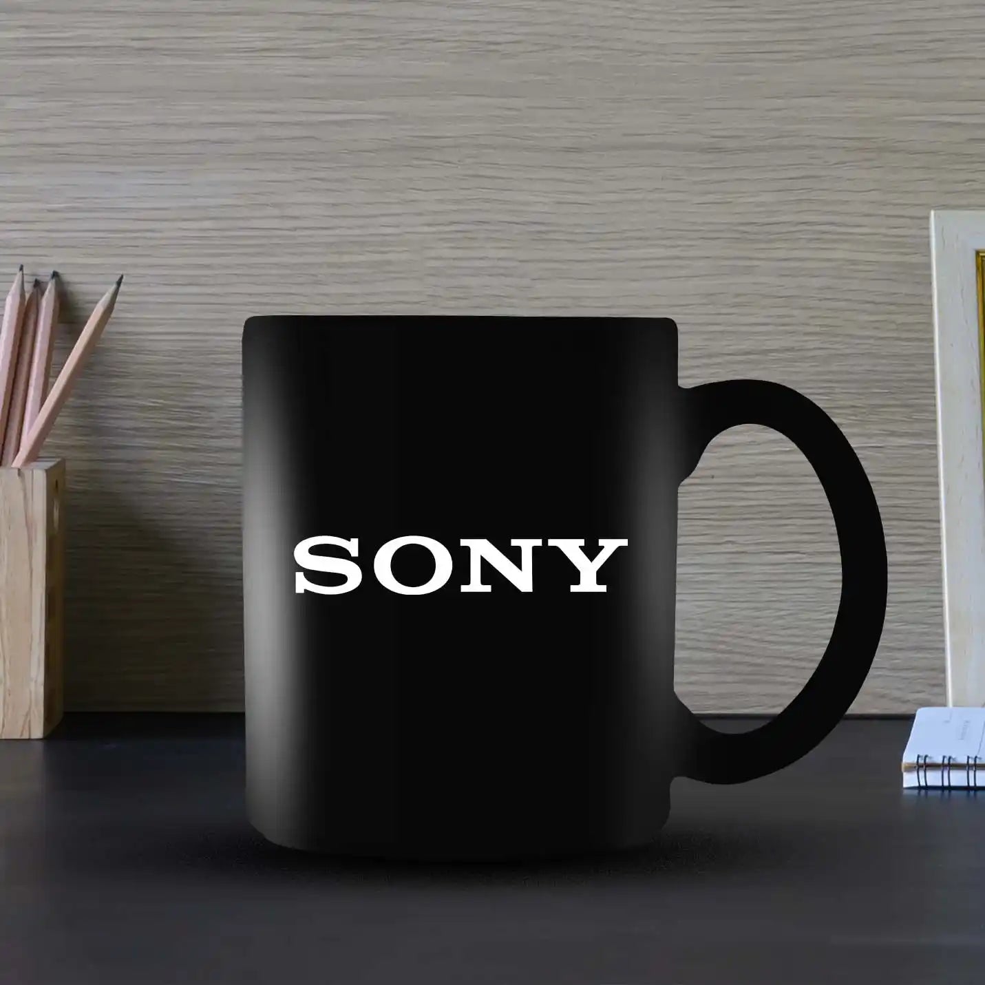 Stylish Sand-carved Ceramic Black Mugs Img 1