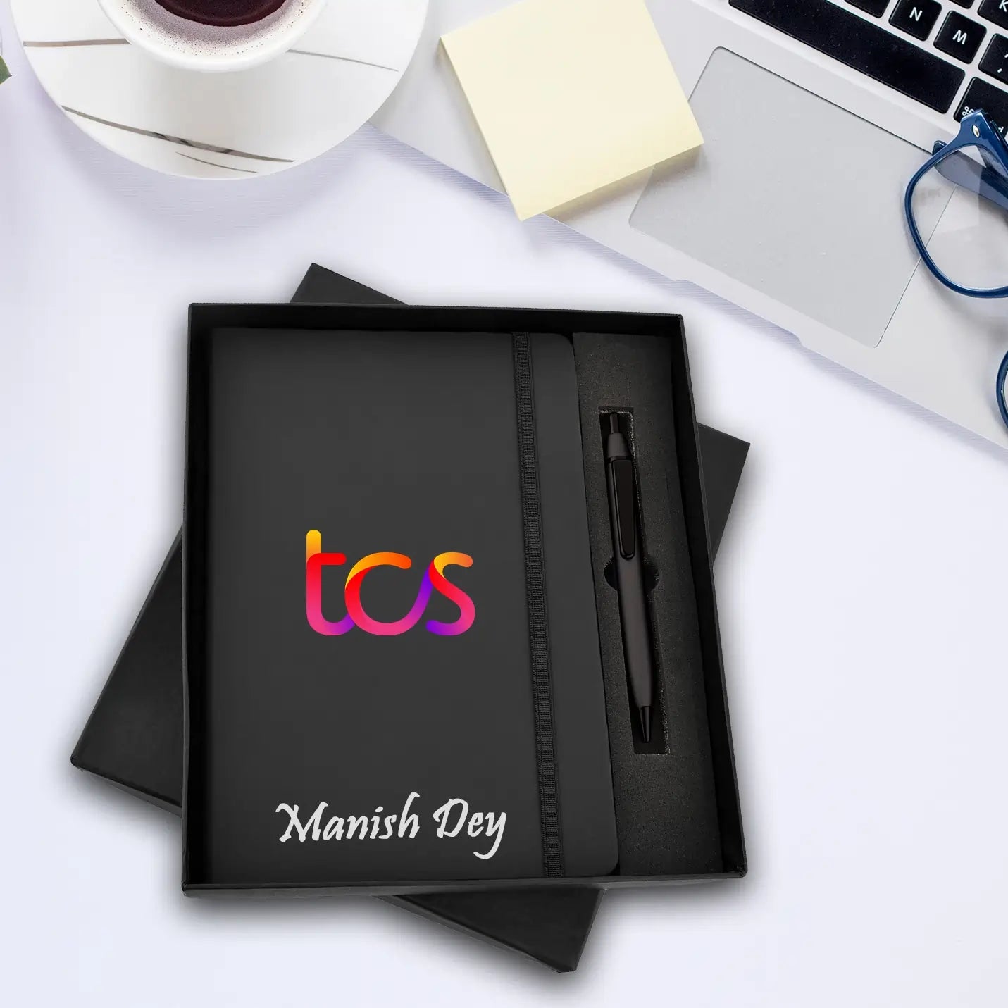 Elegant Black Elastic Pen & Diary Combo Gift Set