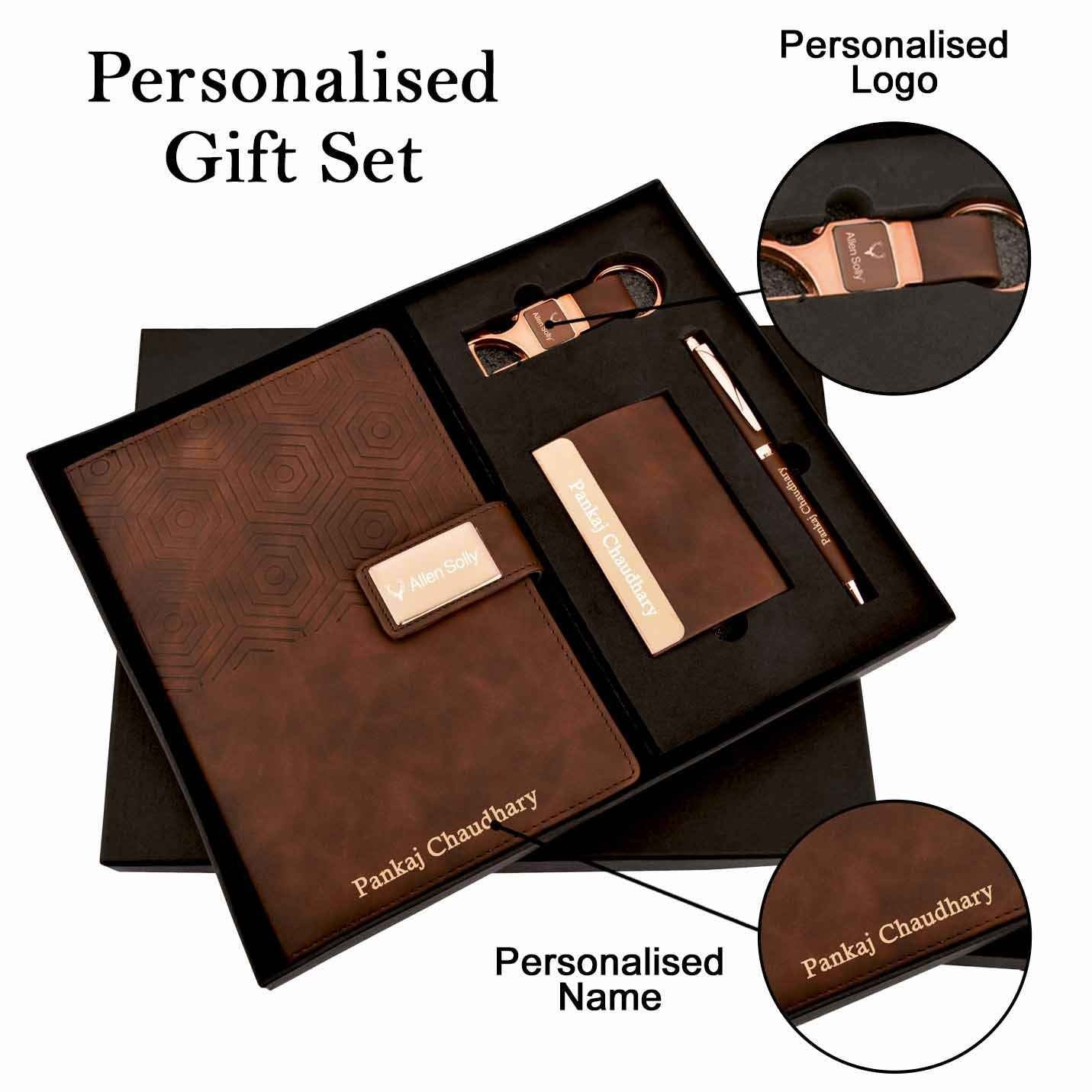 Elite 4 in 1 Rose Gold Diary, Pen, Keychain & Cardholder Combo Gift Set