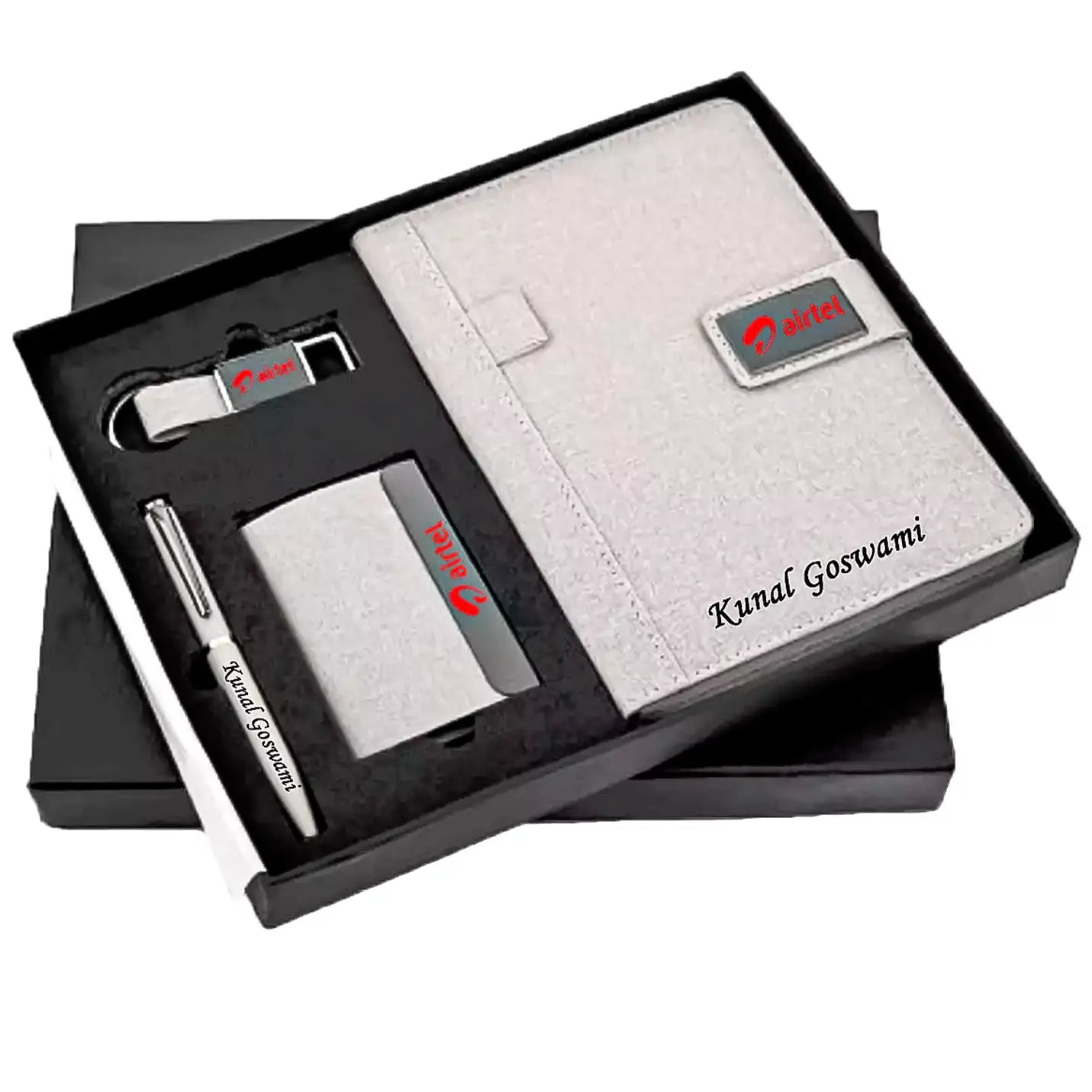 Eco-friendly Jute Diary, Pen, Keychain & Cardholder Gift Set Img 2