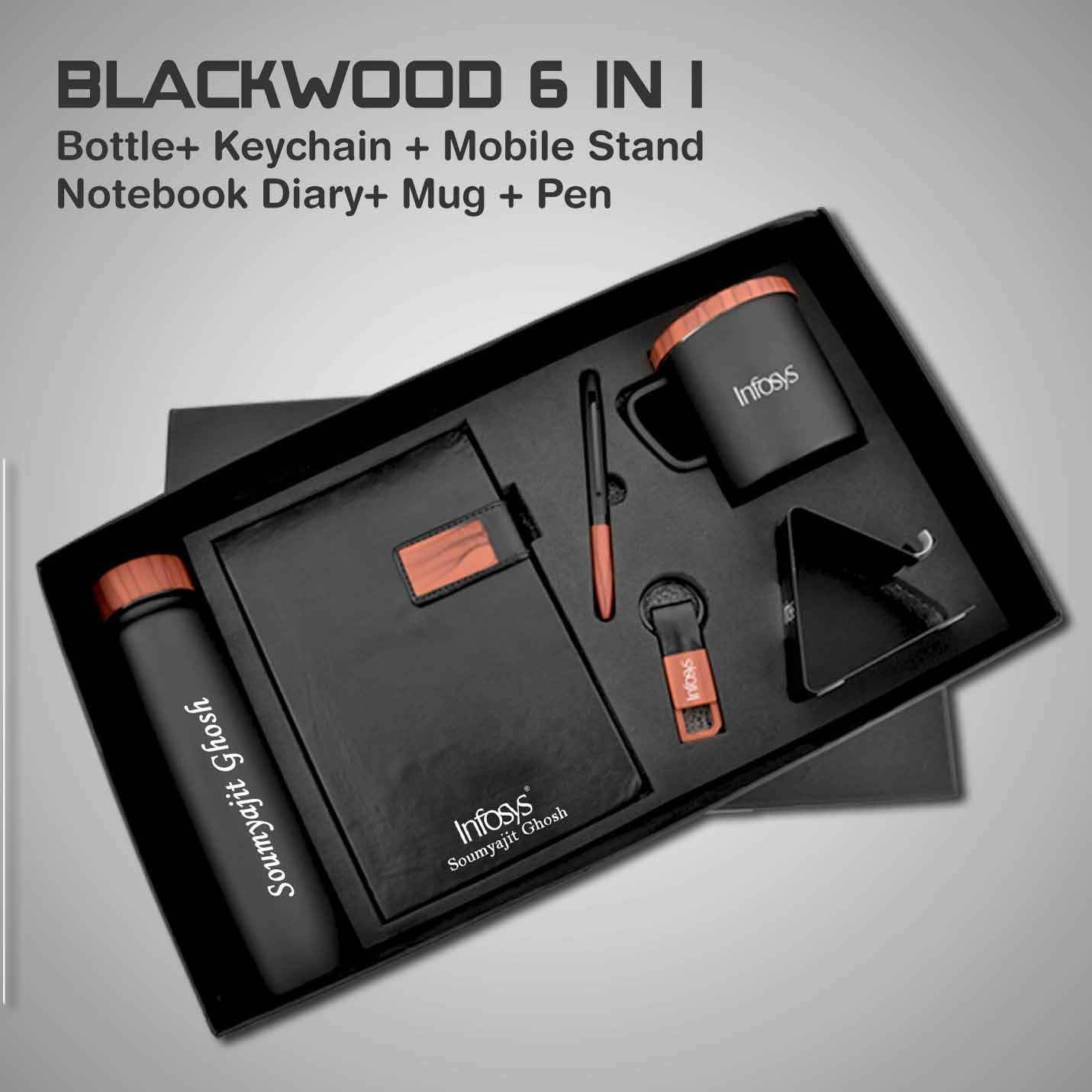 Elite 6 in 1 Bottle, Diary, Pen, Keychain, Cup & Phonestand Gift Set Img 3