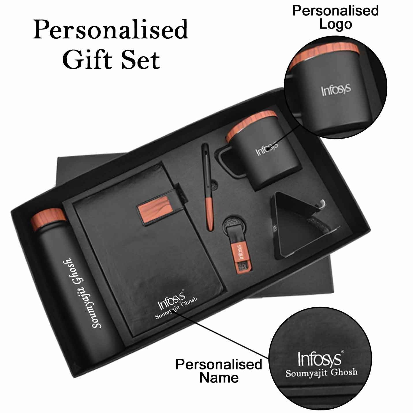 Elite 6 in 1 Bottle, Diary, Pen, Keychain, Cup & Phonestand Gift Set