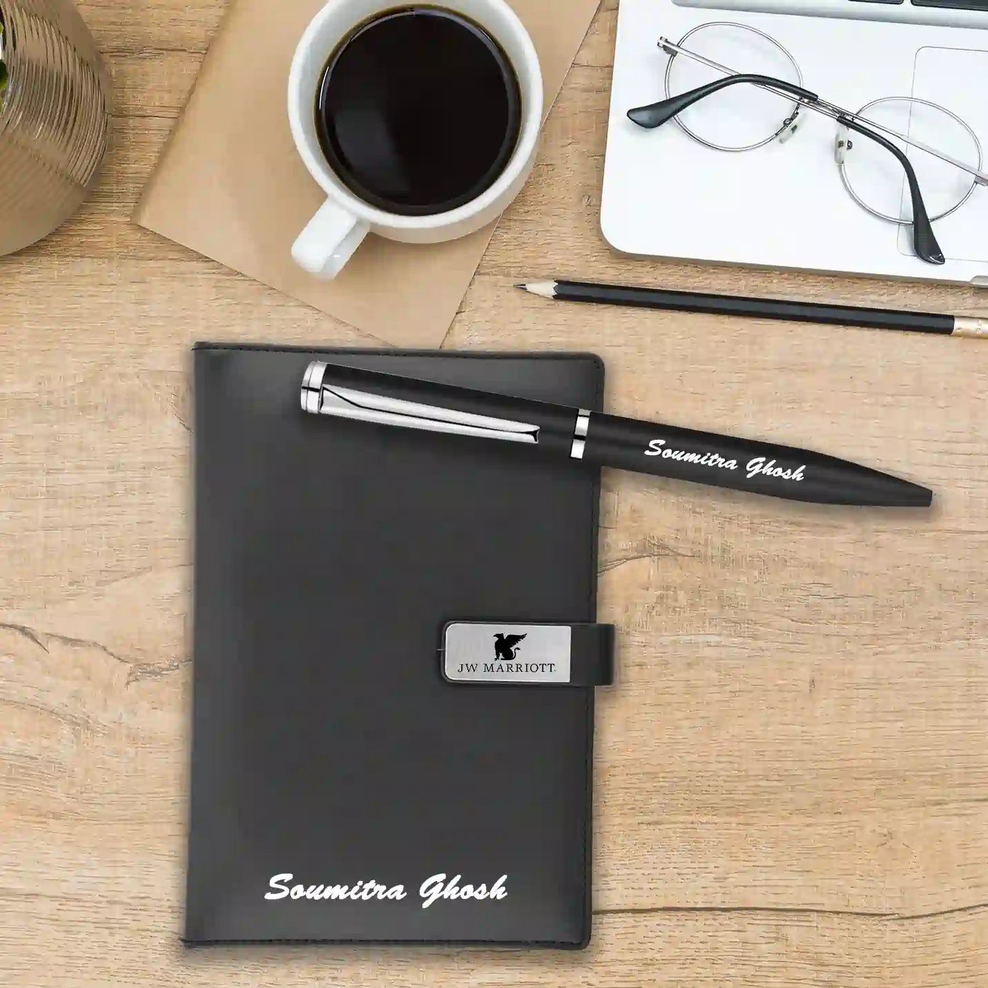 Exquisite Black Metal Pen & A5 Size Notebook Combo Gift Set Img 2
