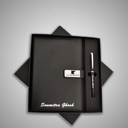 Exquisite Black Metal Pen & A5 Size Notebook Combo Gift Set