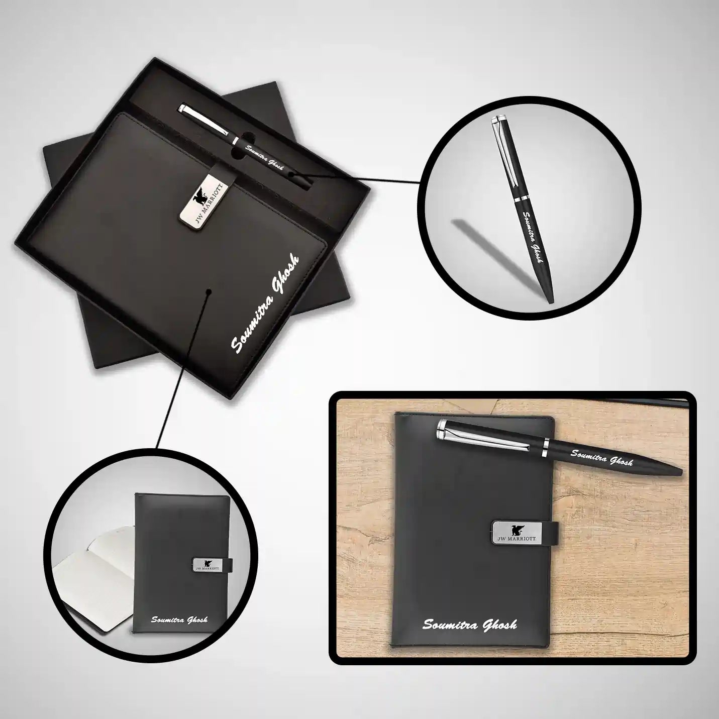 Exquisite Black Metal Pen & A5 Size Notebook Combo Gift Set Img 6
