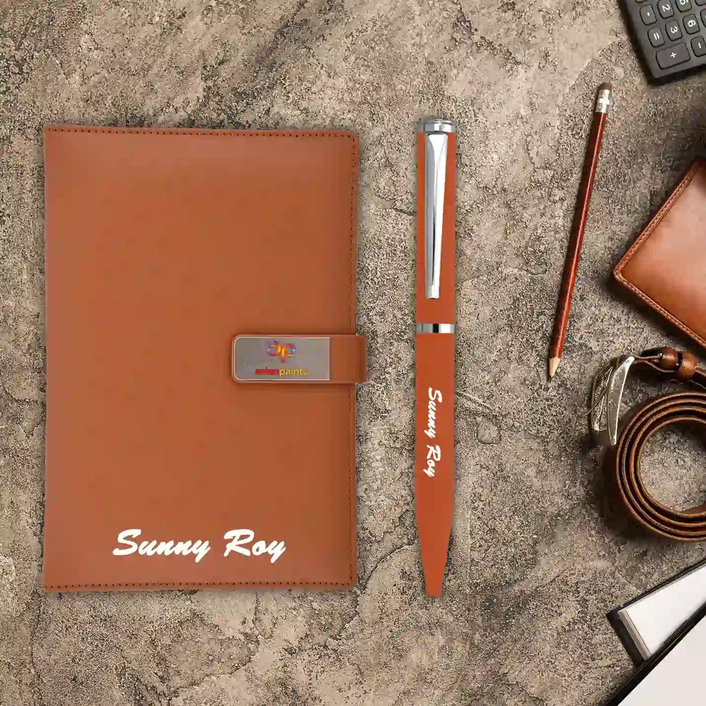 Exclusive Tan Metal Pen & A5 Size Notebook Combo Gift Set Img  Img 1