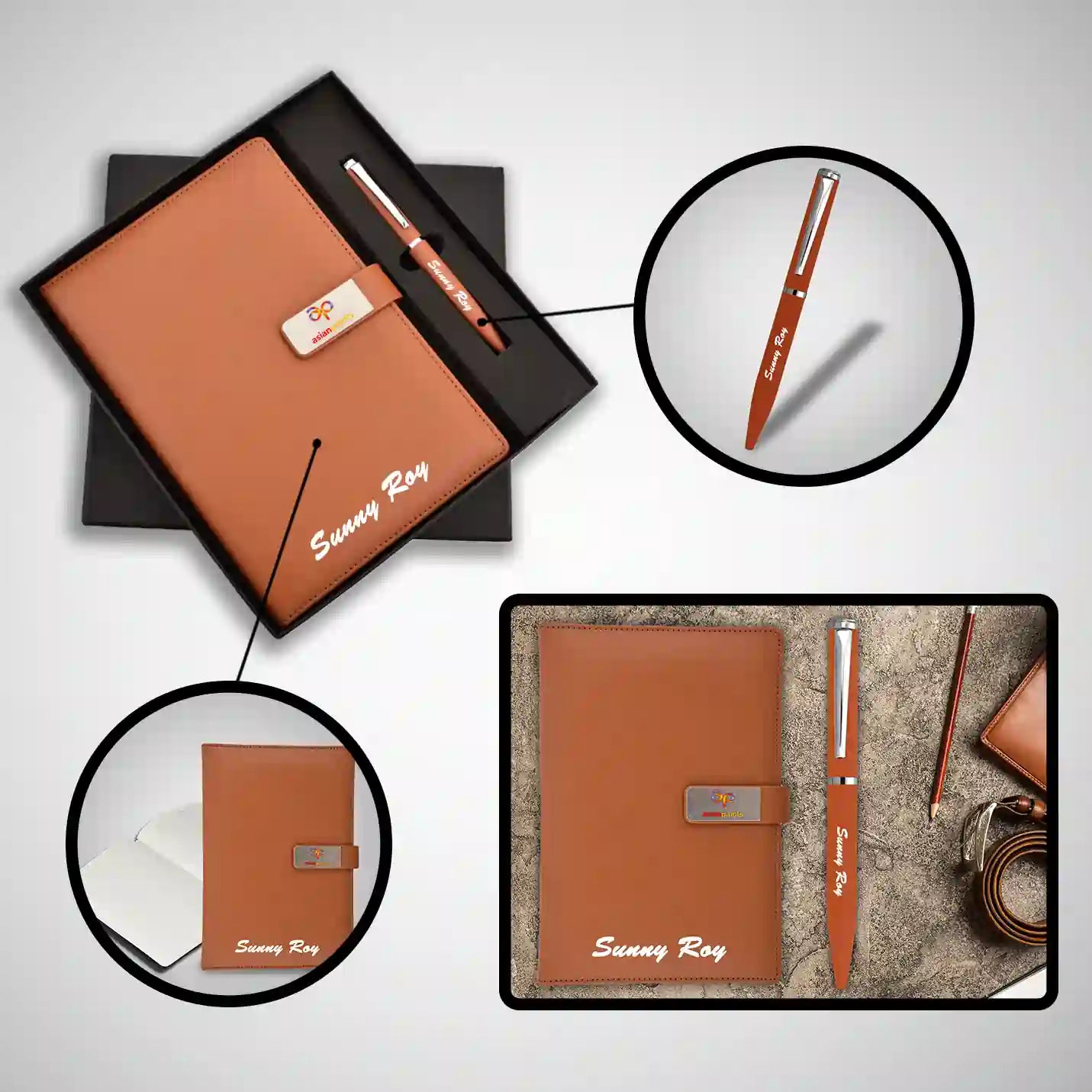 Exclusive Tan Metal Pen & A5 Size Notebook Combo Gift Set Img 6