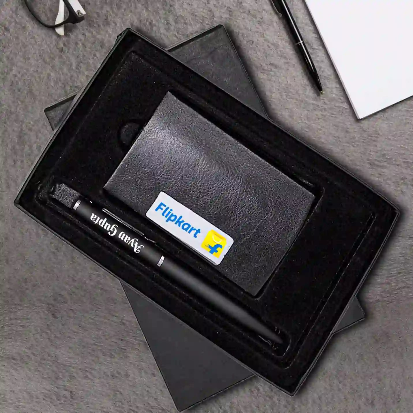 Premium Horizontal Brown Pen & Cardholder Combo Gift Set Img 1