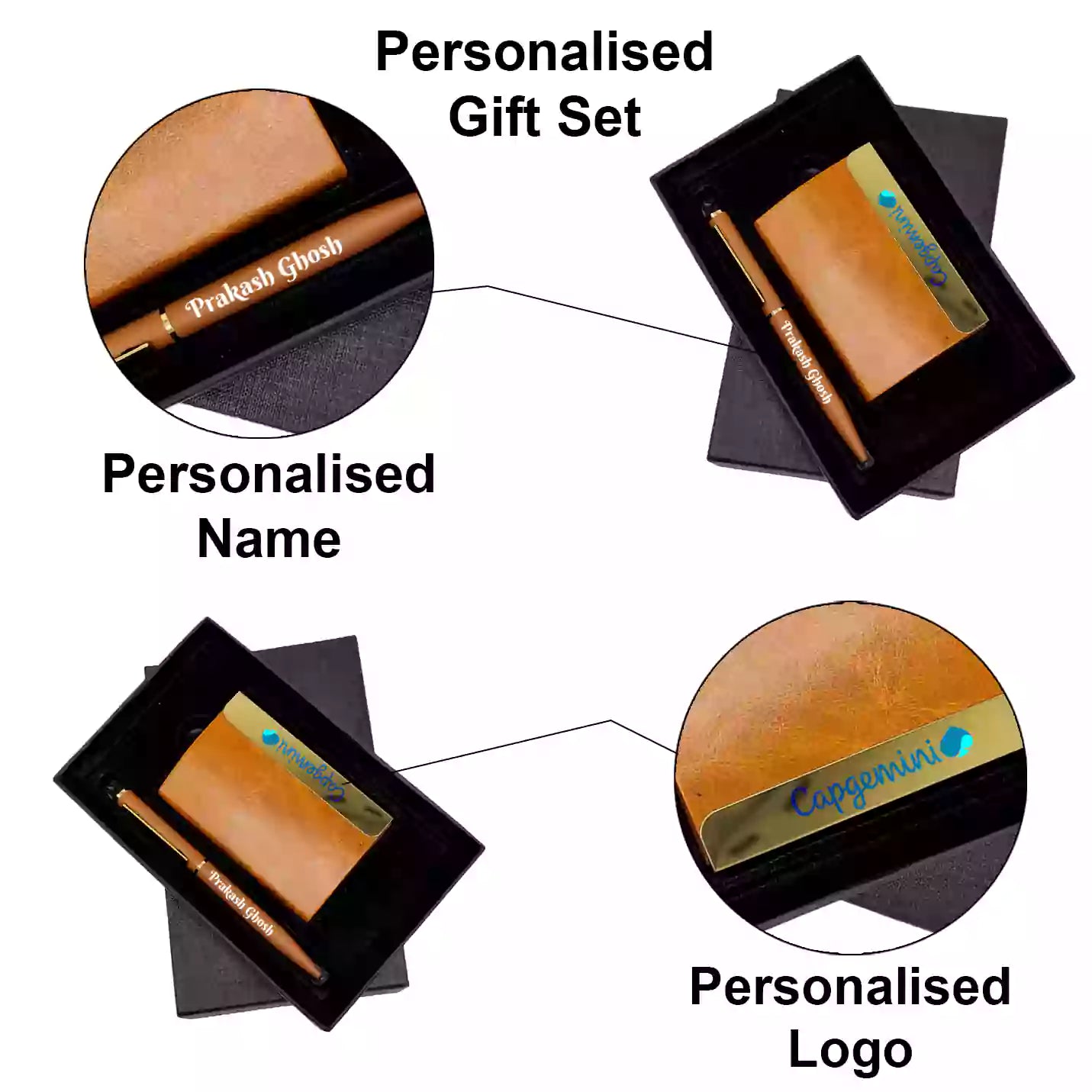 Top-Notch Horizontal Brown Pen & Cardholder Combo Gift Set Img 4