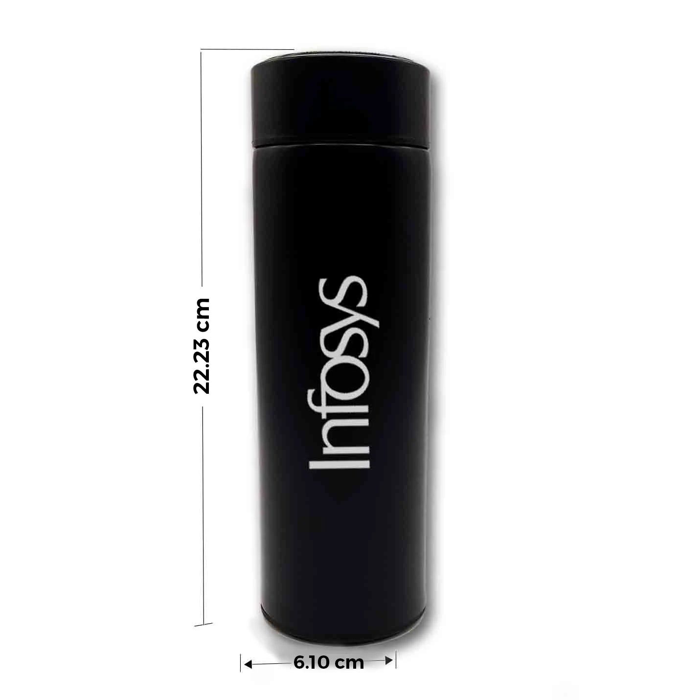 High-tech Black Water Bottle With Temperature Display on Lid  Img 4