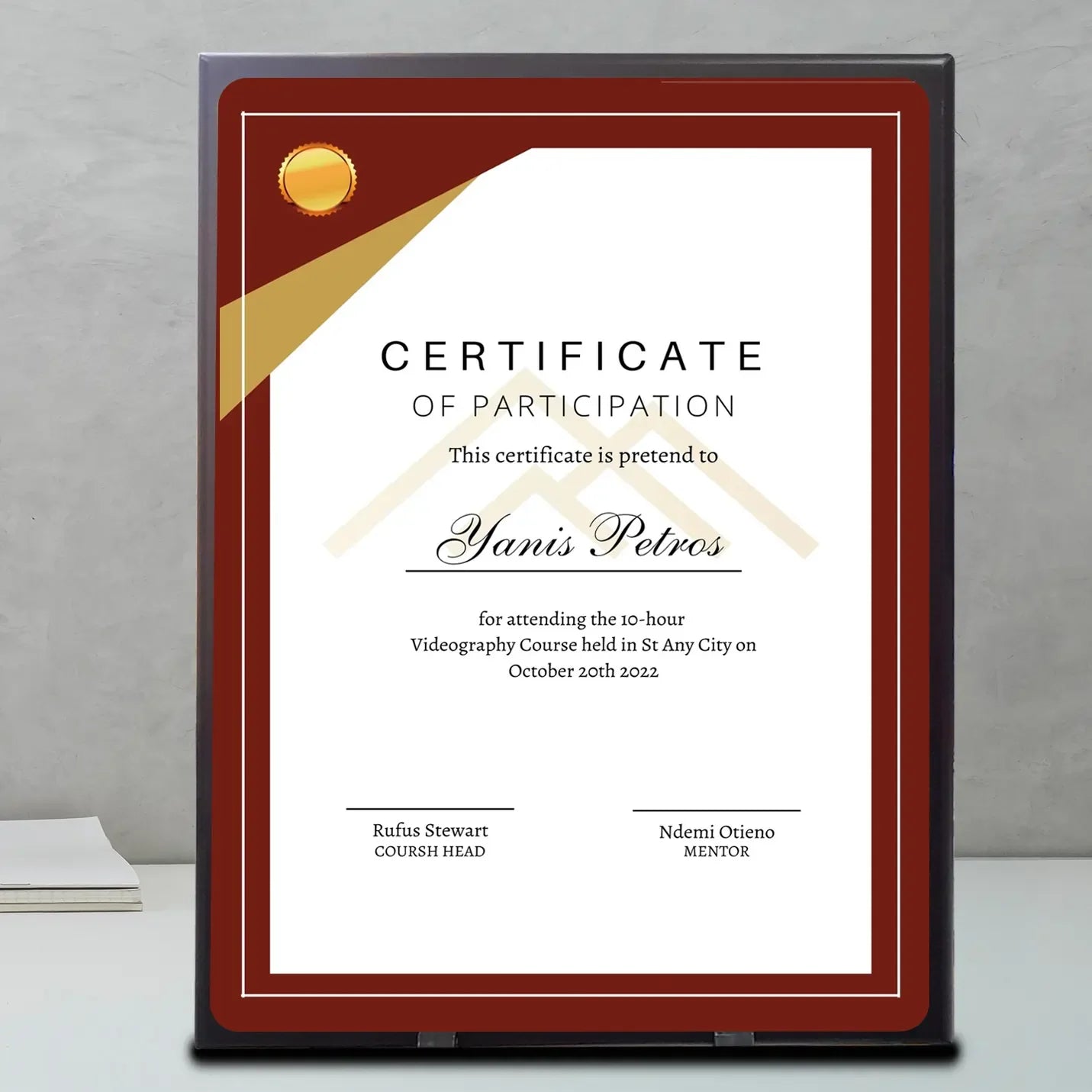 Top-tier Distinctive Sublimatable Unisub Metal Certificate